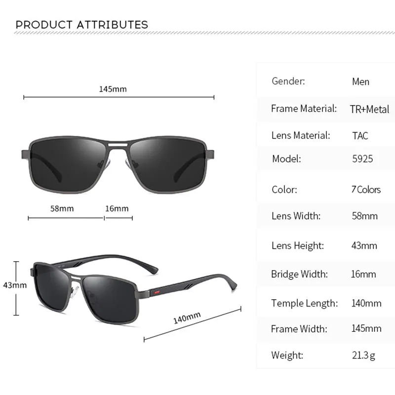 NO.ONEPAUL   Polarized Square Metal Frame Driving Sport Sunglasses with UV400 Protection