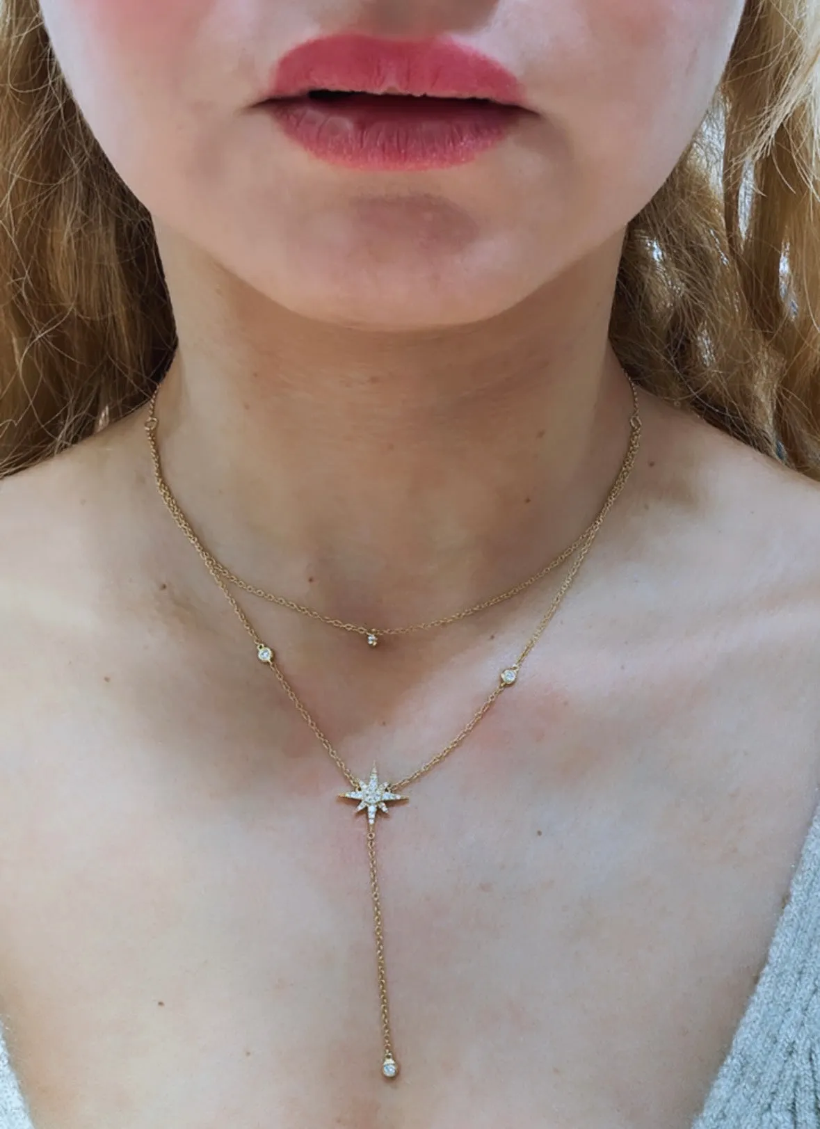 North Star Diamond Sapphire Center Pendant Necklace