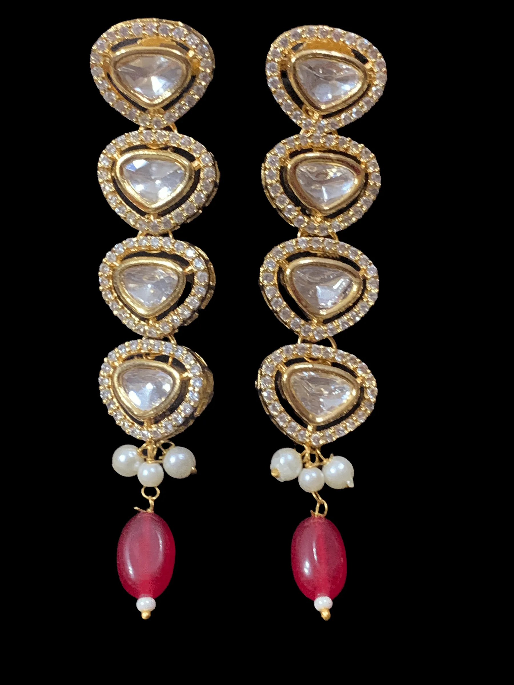 NS2 Surabhi cz polki set with ruby beads (SHIPS IN 4 WEEKS )