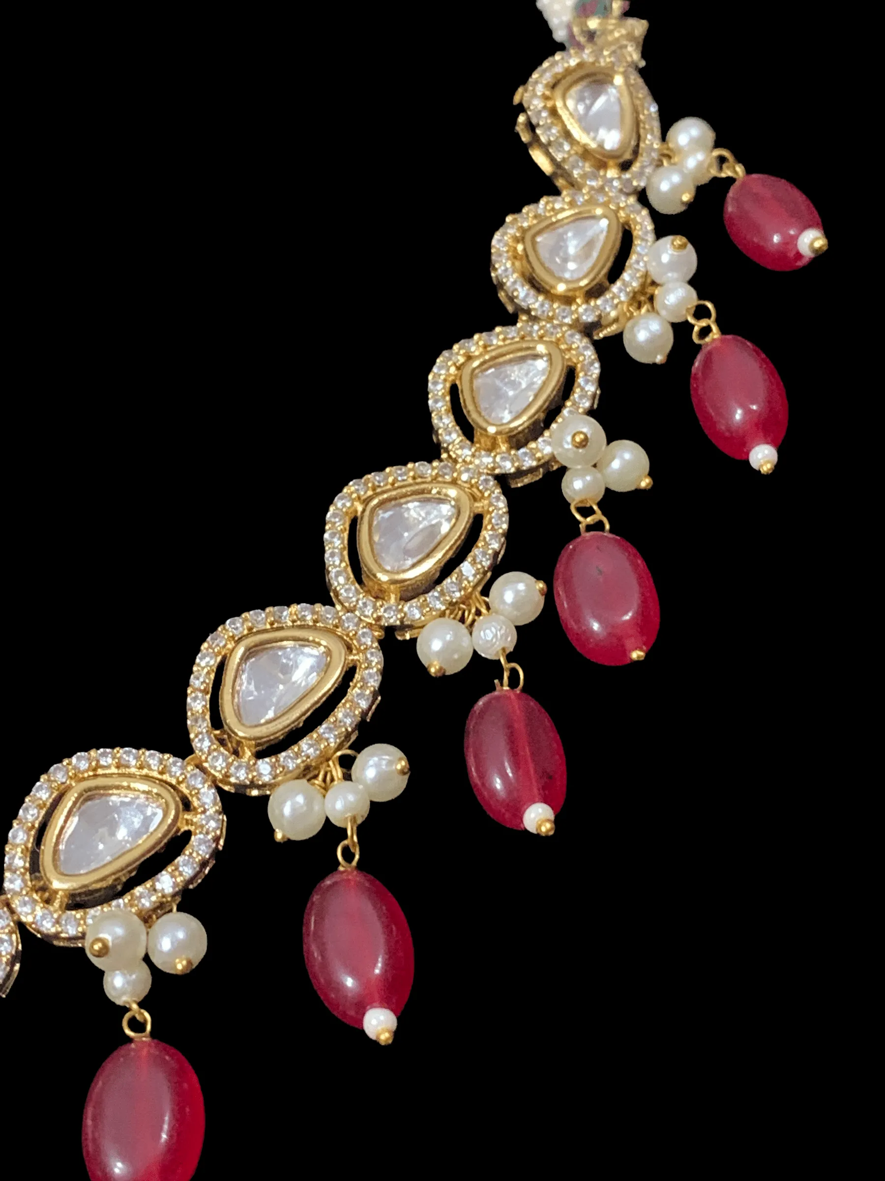 NS2 Surabhi cz polki set with ruby beads (SHIPS IN 4 WEEKS )