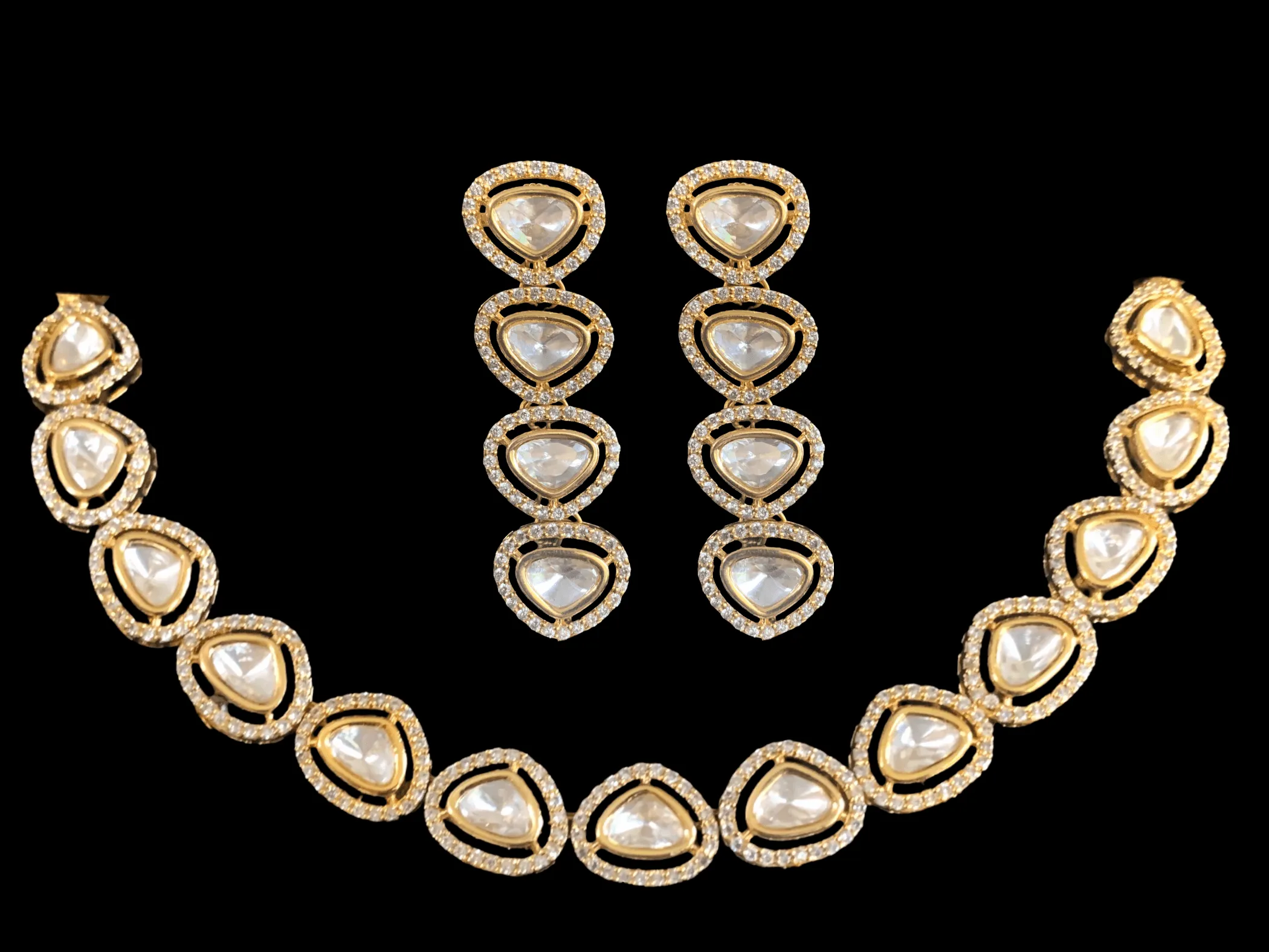 NS269  Surabhi cz polki set  ( SHIPS IN 4 WEEKS )