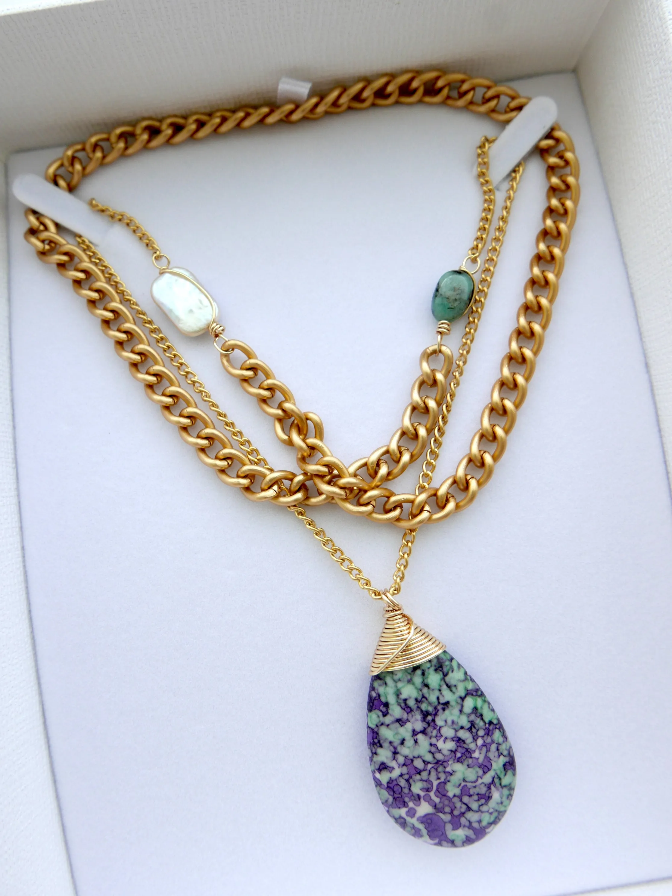 One Little Drop - Purple & Mint Necklace