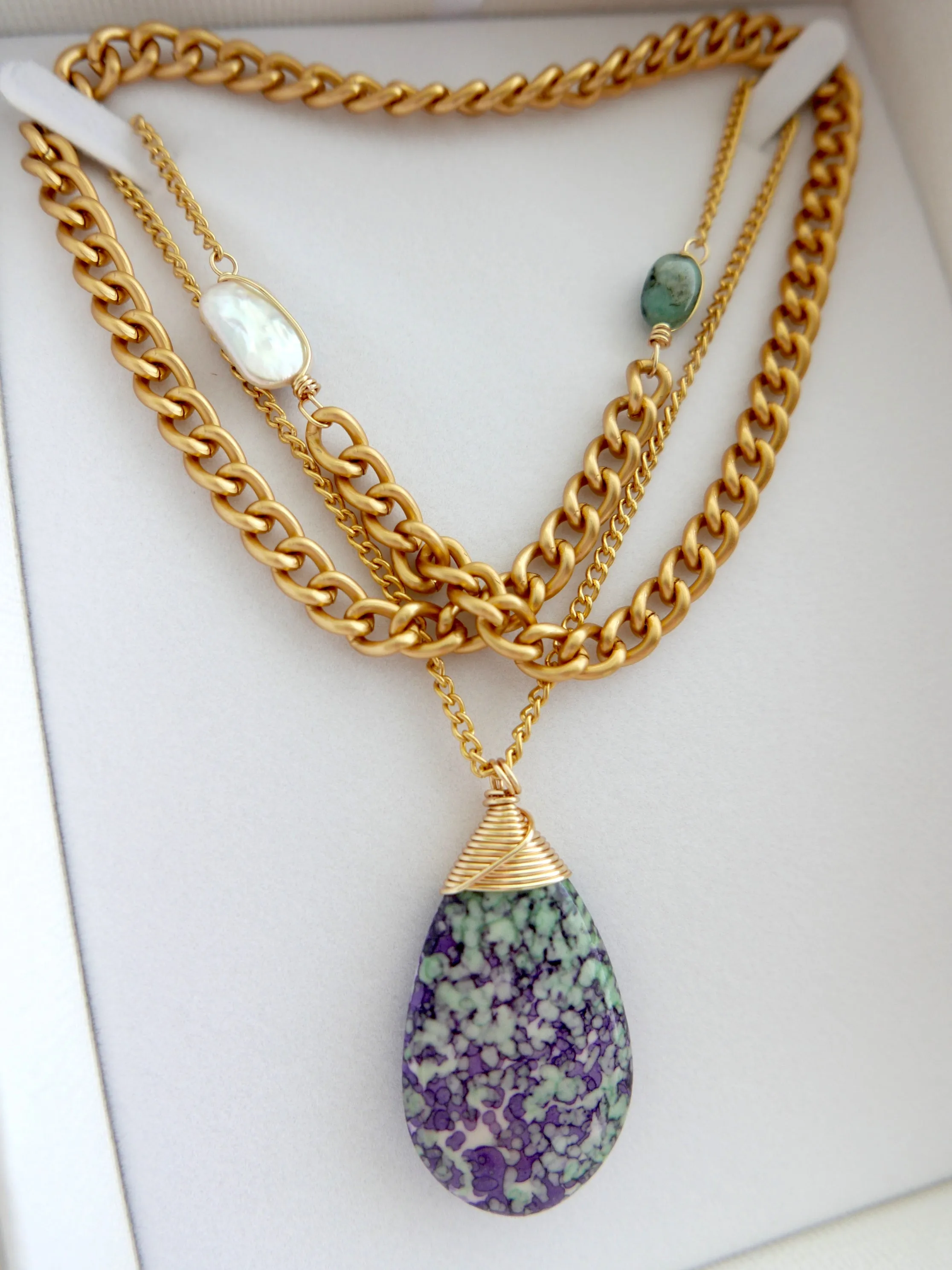 One Little Drop - Purple & Mint Necklace