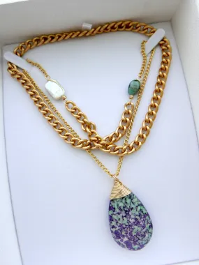 One Little Drop - Purple & Mint Necklace