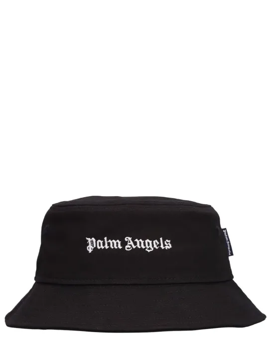 Palm Angels   Cotton gabardine bucket hat w/ logo 