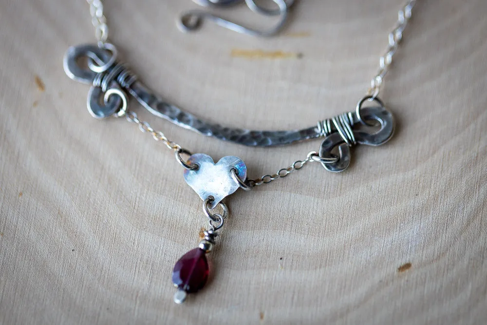 Passionate Heart Necklace | Garnet & Fine Silver