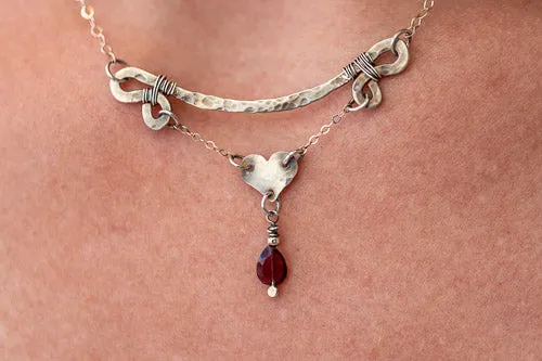 Passionate Heart Necklace | Garnet & Fine Silver