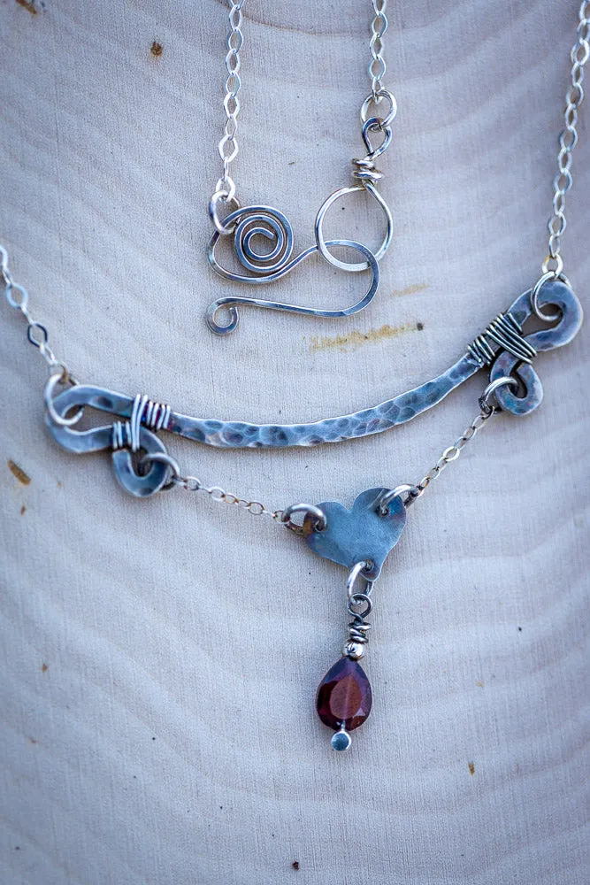 Passionate Heart Necklace | Garnet & Fine Silver