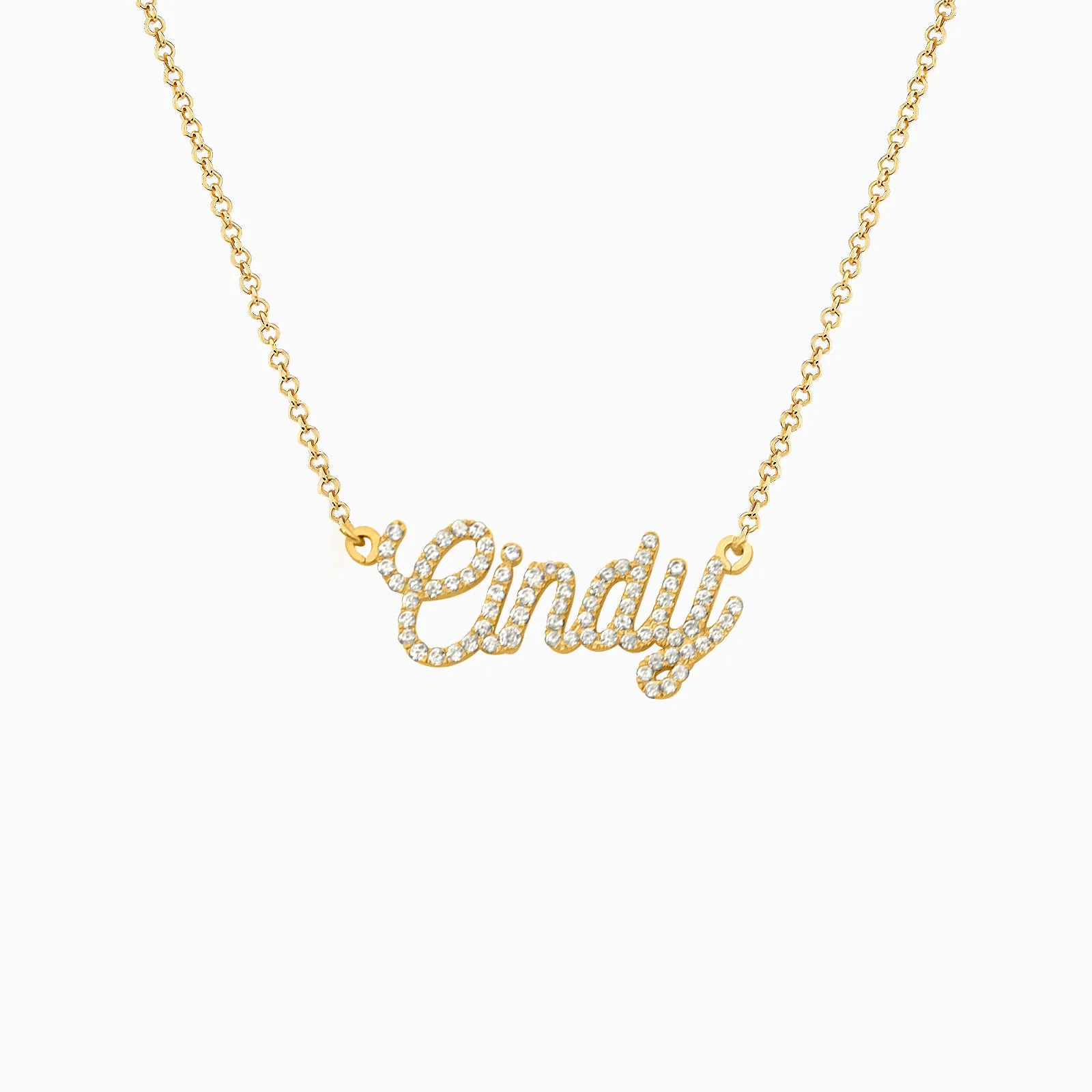 Pave Script Nameplate Necklace