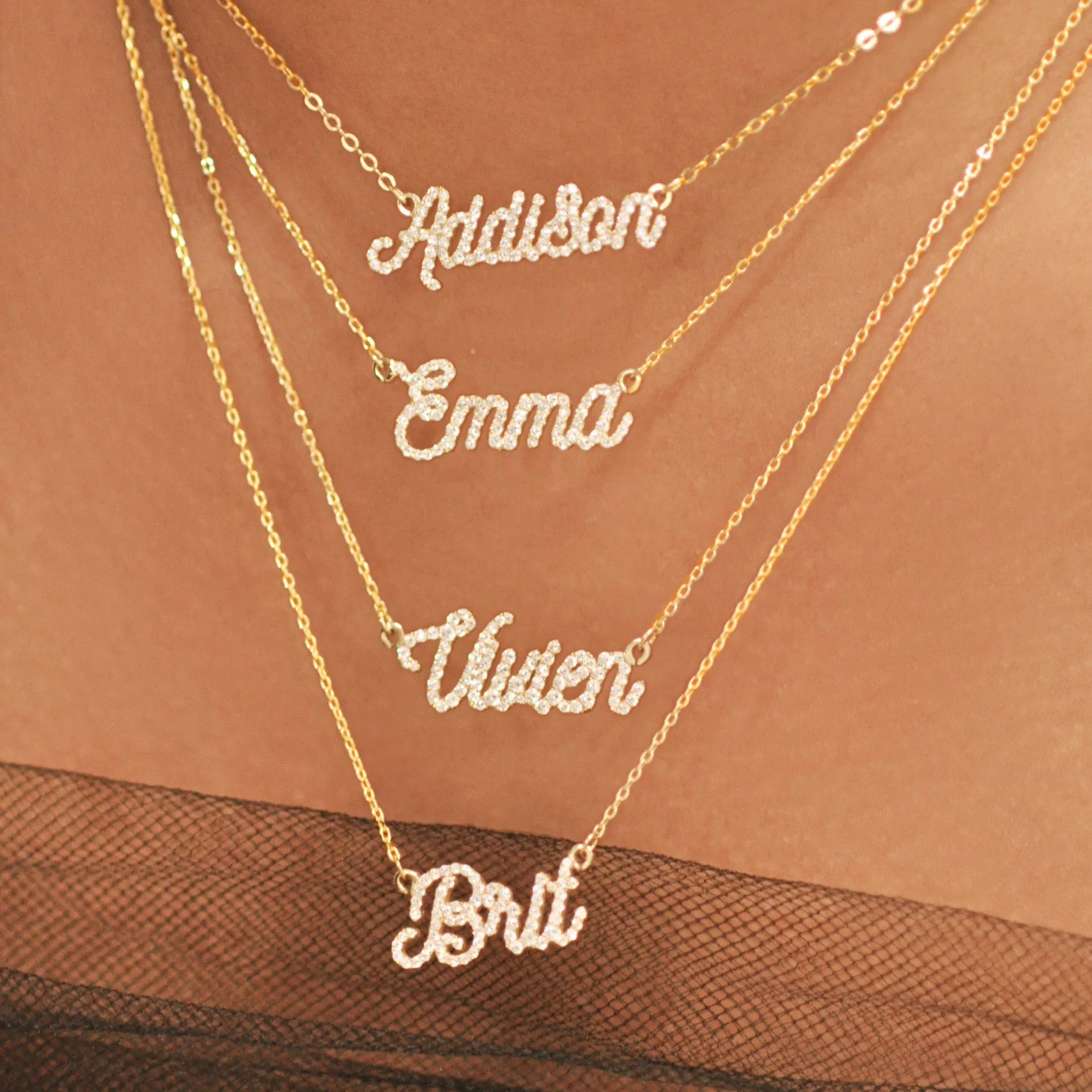 Pave Script Nameplate Necklace