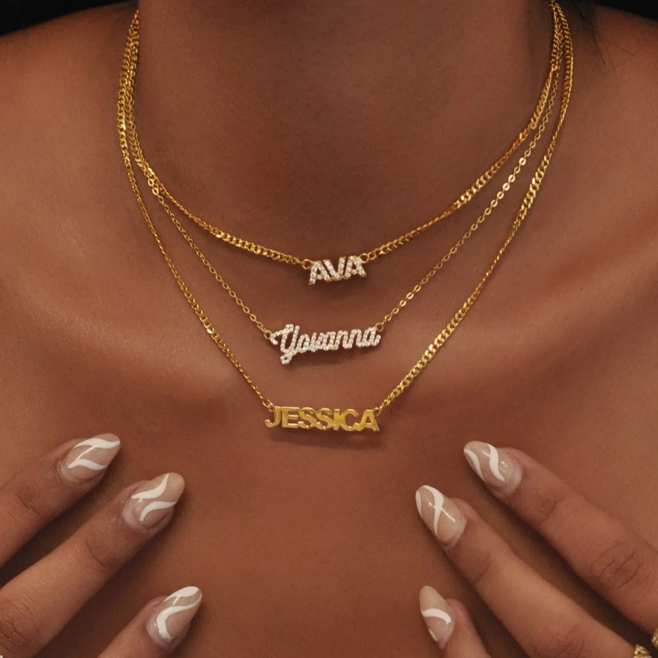 Pave Script Nameplate Necklace