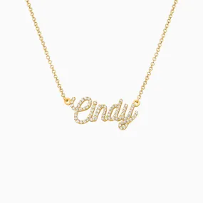 Pave Script Nameplate Necklace
