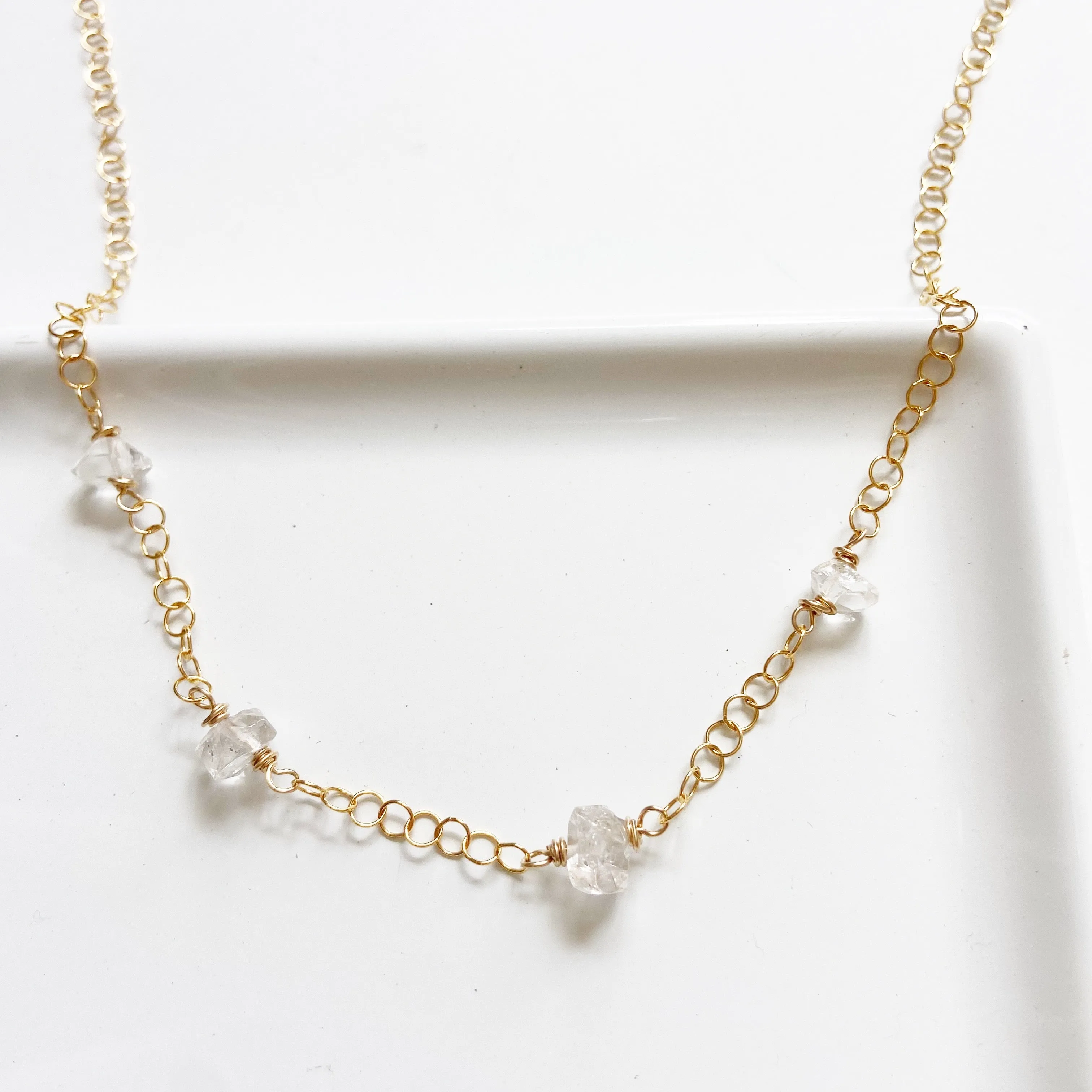 Peacekeeper- Dainty Herkimer Diamond Necklace (16 inches)