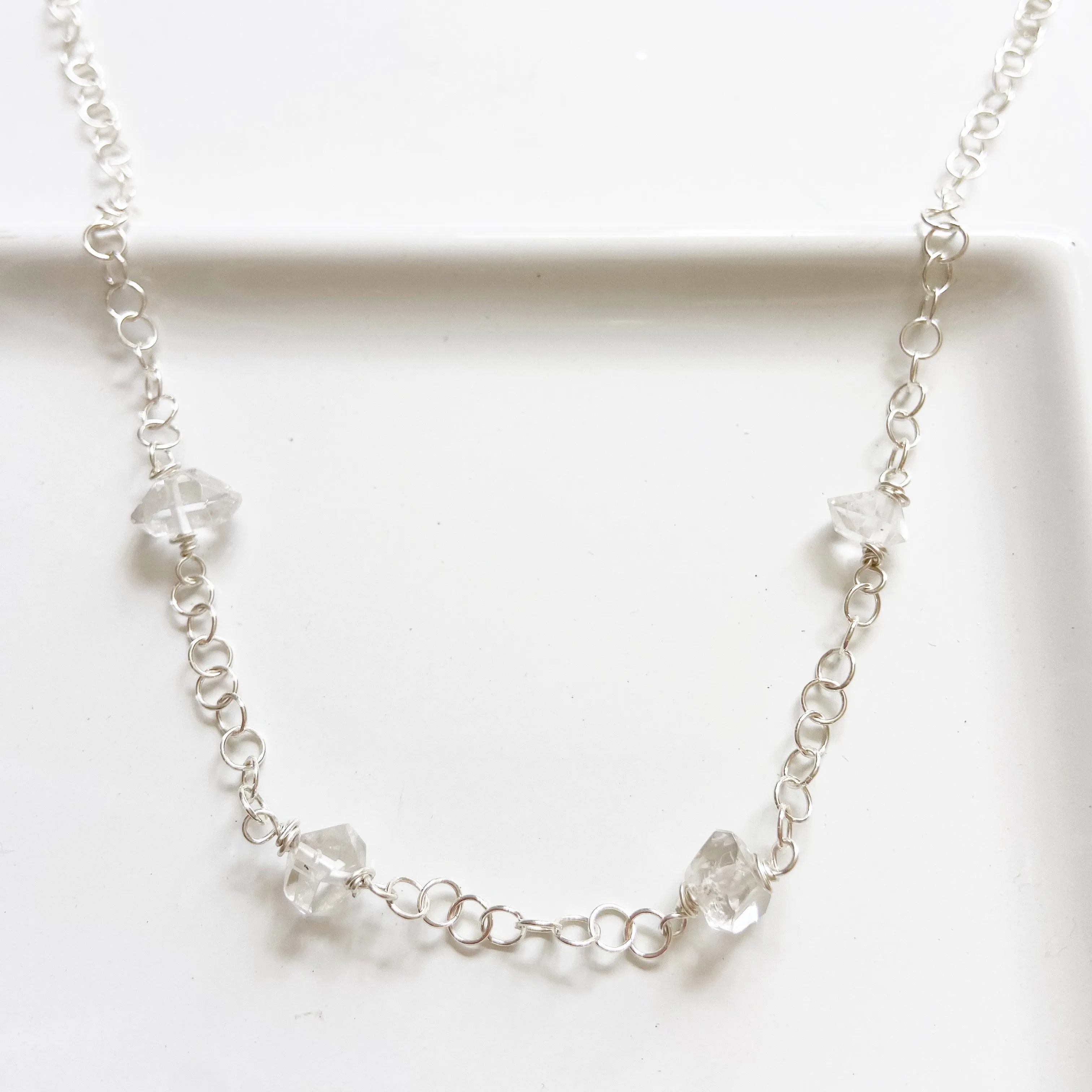 Peacekeeper- Dainty Herkimer Diamond Necklace (16 inches)