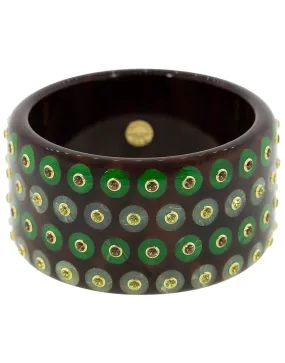 Peridot and Smoky Quartz Brown and Green Bakelite Bangle