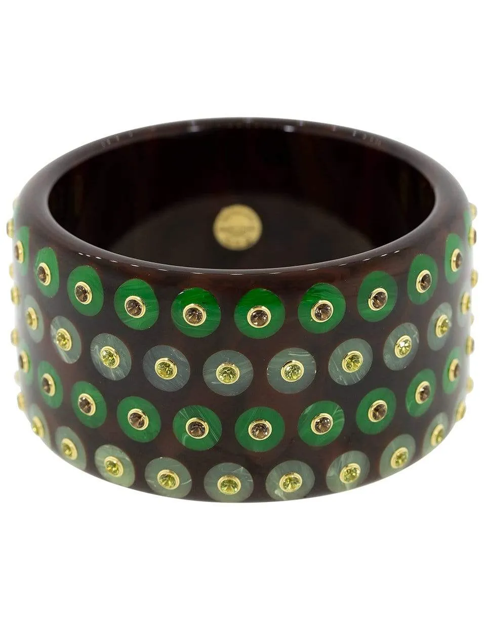 Peridot and Smoky Quartz Brown and Green Bakelite Bangle