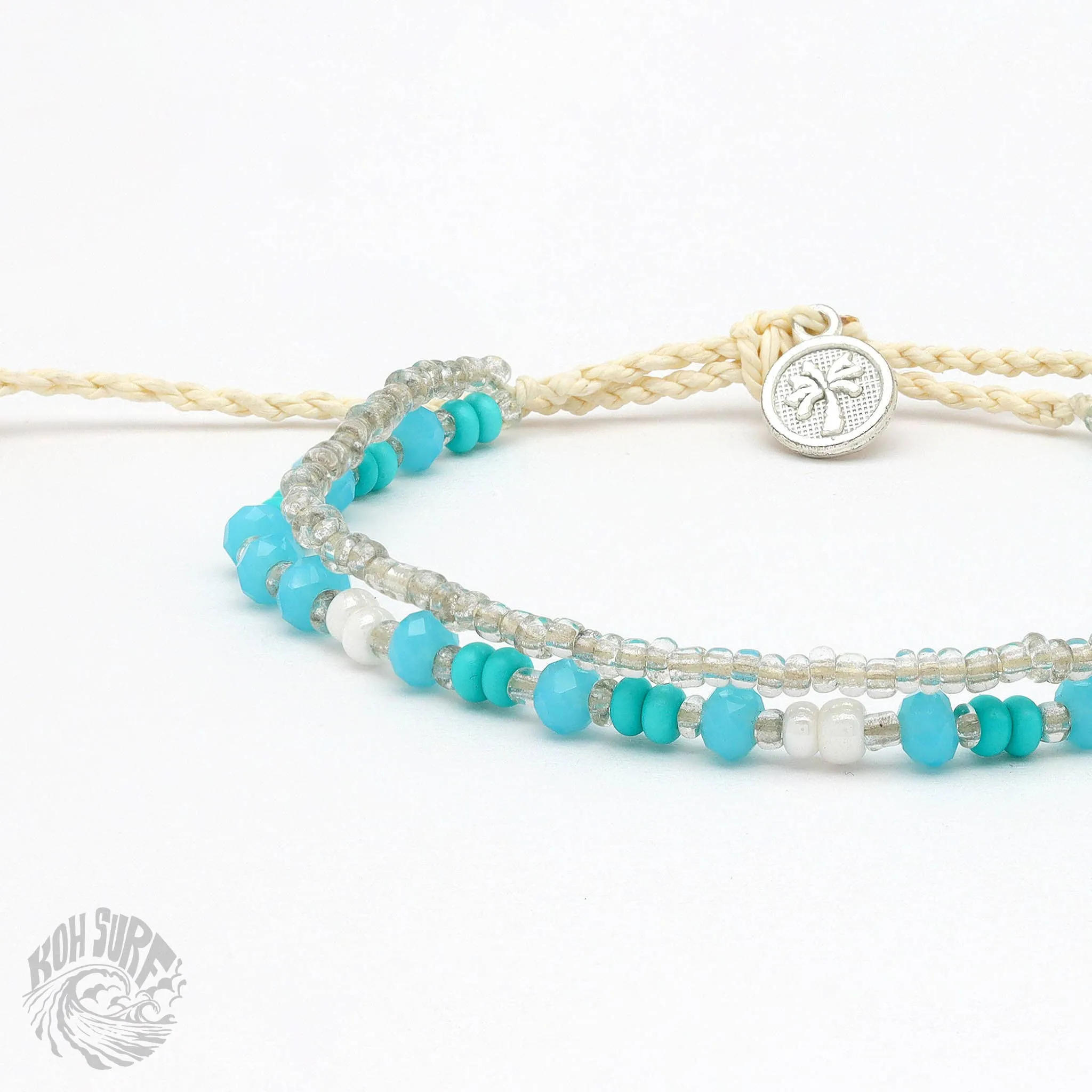 Pineapple Island -  Kanawa Beach Beaded Bracelet, Surf Bracelet by Koh Surf : Aqua