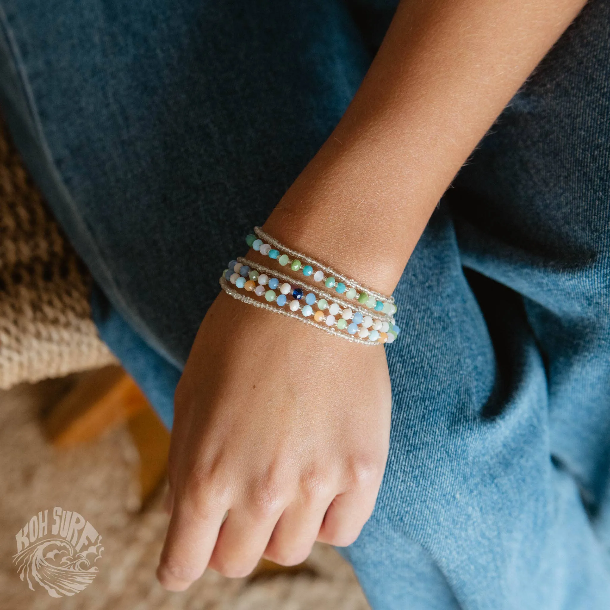Pineapple Island -  Kanawa Beach Beaded Bracelet, Surf Bracelet by Koh Surf : Aqua