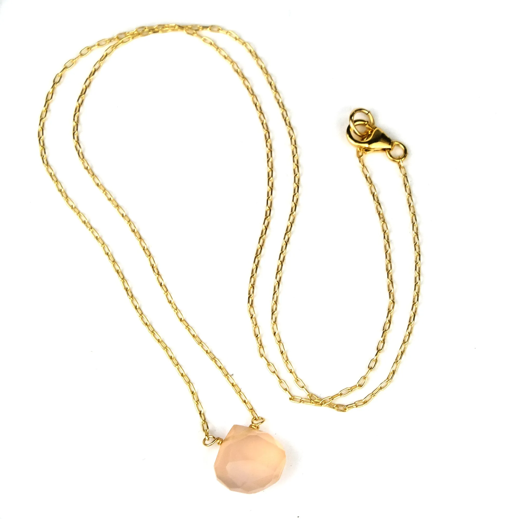 Pink Chalcedony on Gold Filled Chain with Gold Filled Trigger Clasp Necklace