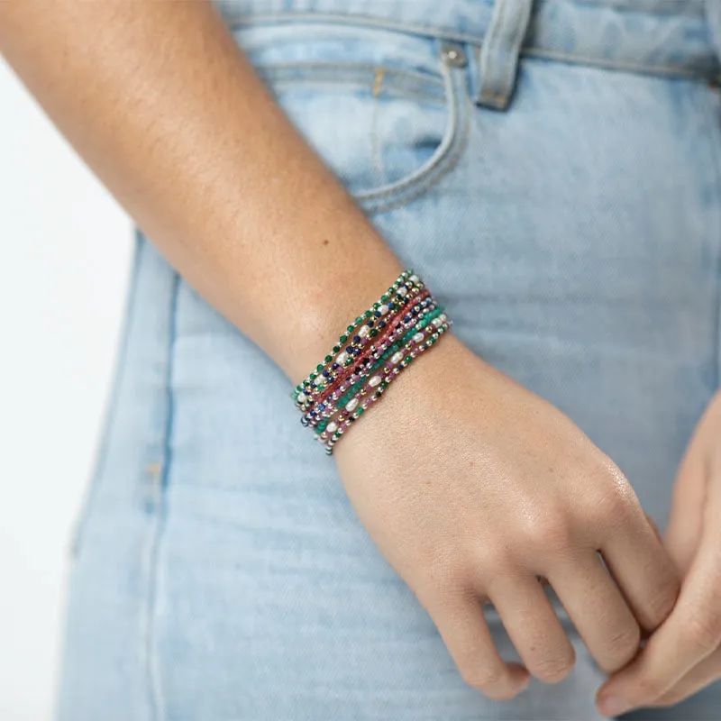 PINK JADE BEADED BRACELET