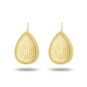 Piper & Jade Gold Hammered Drop Earrings