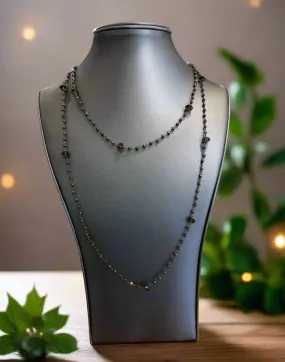 Plumb Silver Original Pyrite and Smoky Quartz Bead Necklace