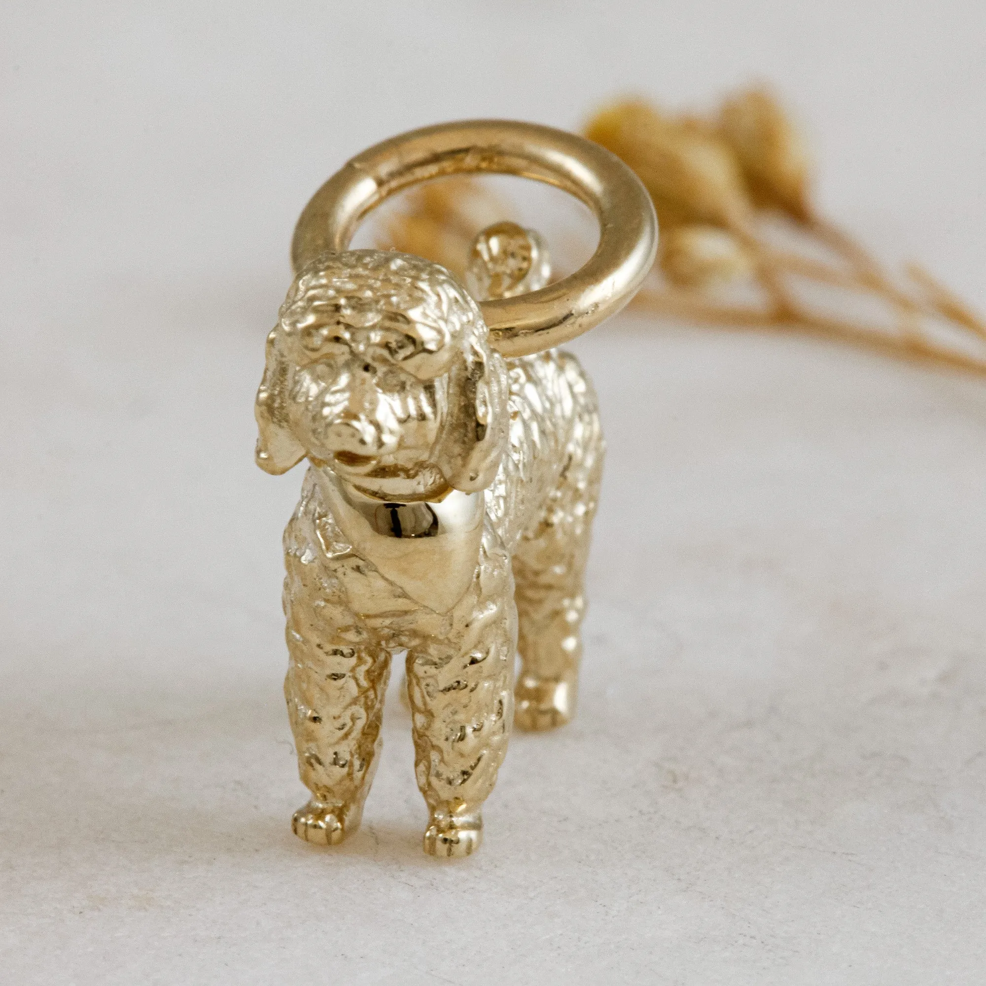 Poodle Solid Gold Dog Charm