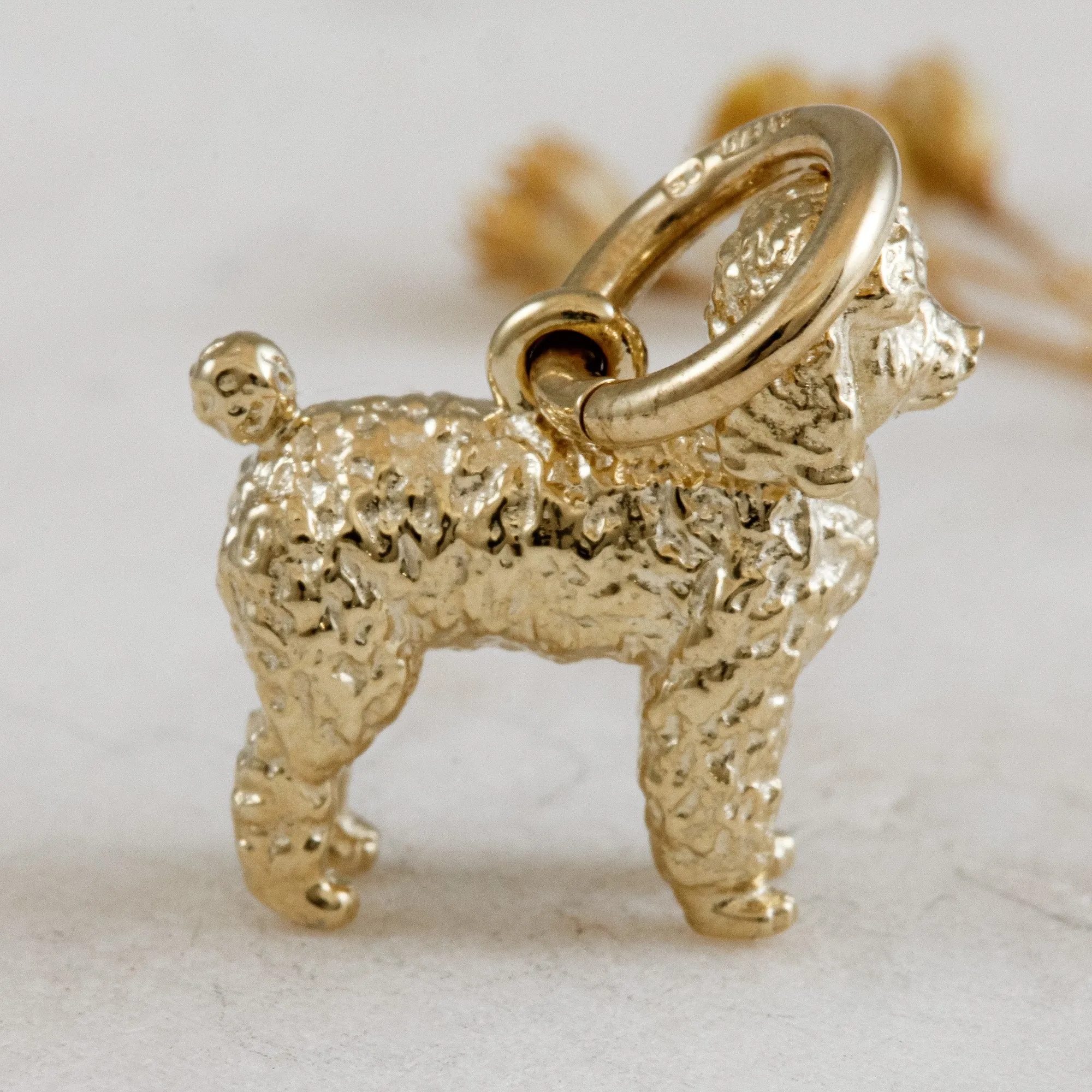 Poodle Solid Gold Dog Charm