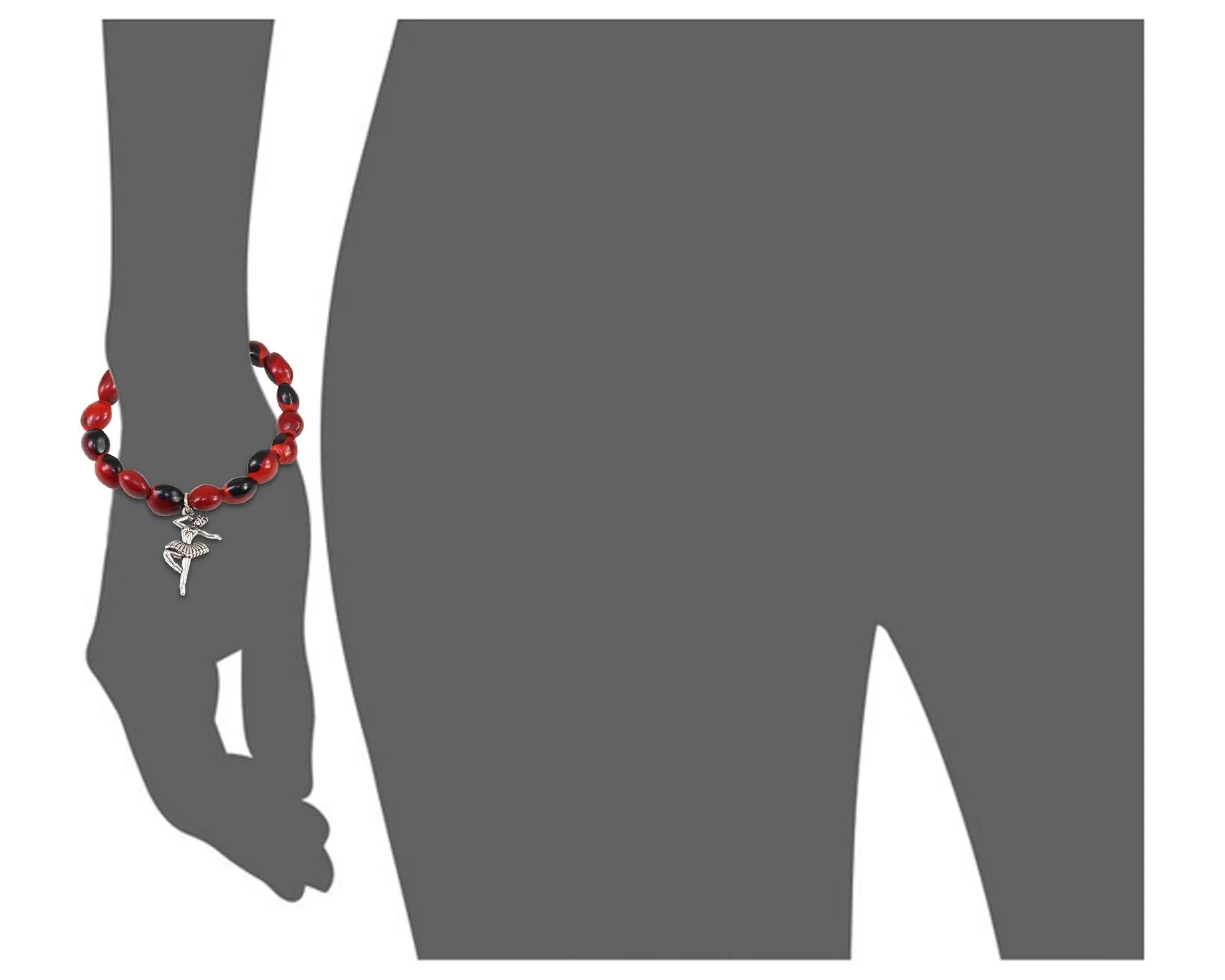 Protective Guardian Angel  Charm Stretchy Bracelet w/Meaningful Good Luck Huayruro Seeds