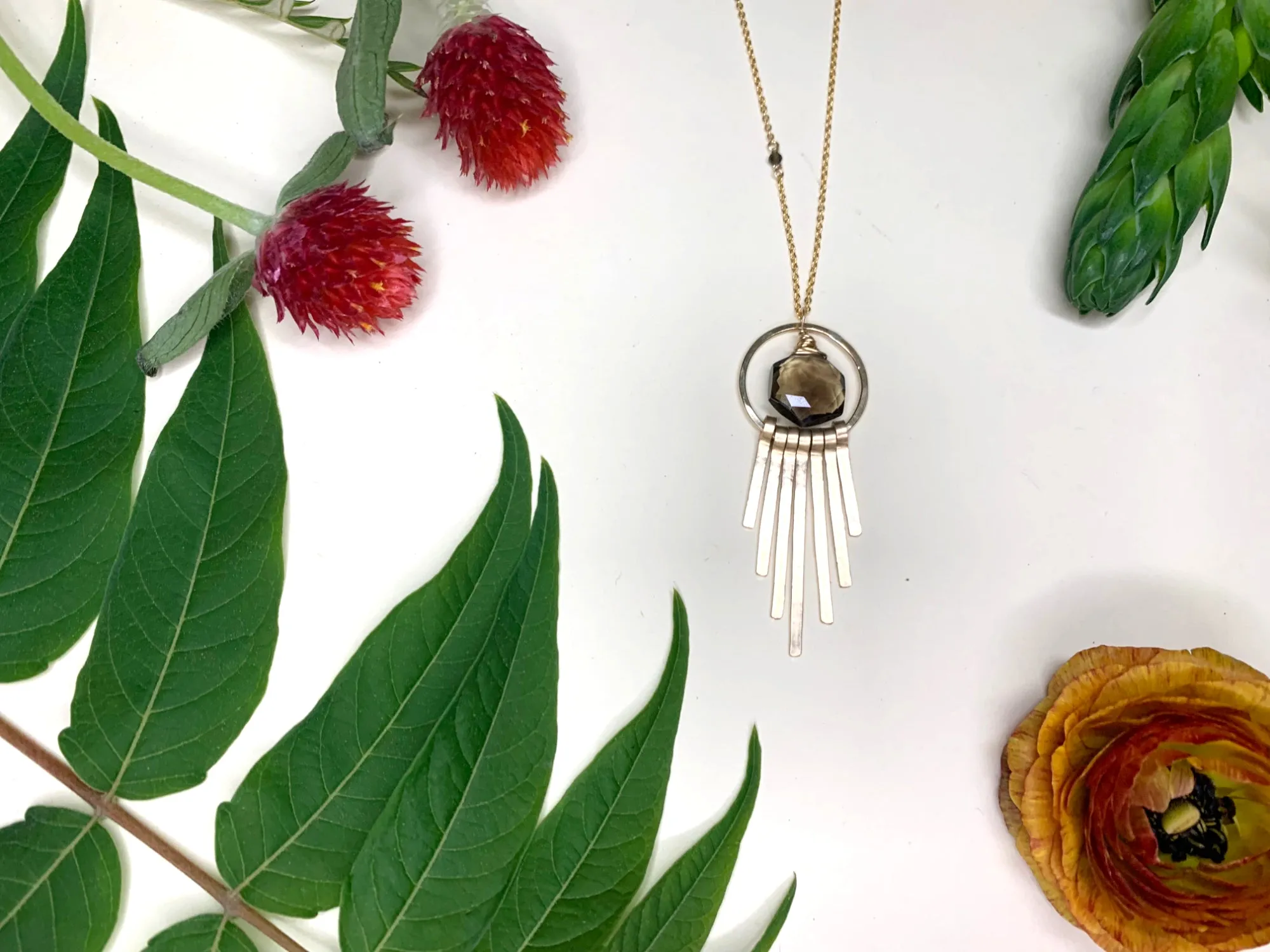 Quartz Hexagon Fringe Necklace