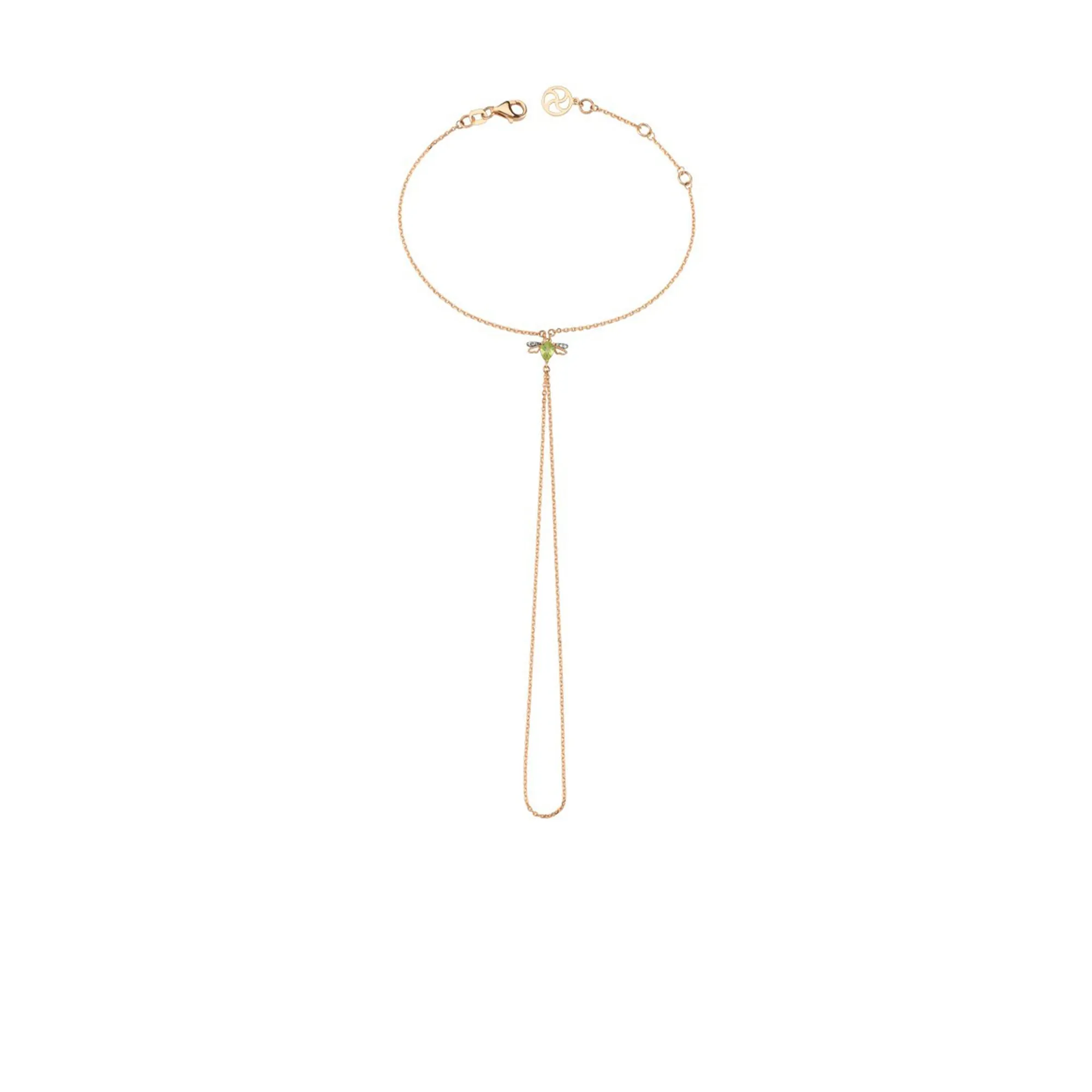 QUEEN BEE LILY GOLD DIAMOND PERIDOT HAND CHAIN