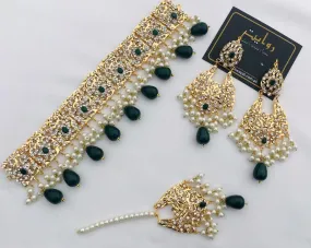 Rawayat Hyderabadi Choker Set-11 (Green)