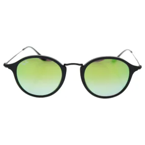 Ray-Ban Acetate Man Sunglasses - Shiny Black Frame Mirror Gradient Green Lenses 49mm Non-Polarized