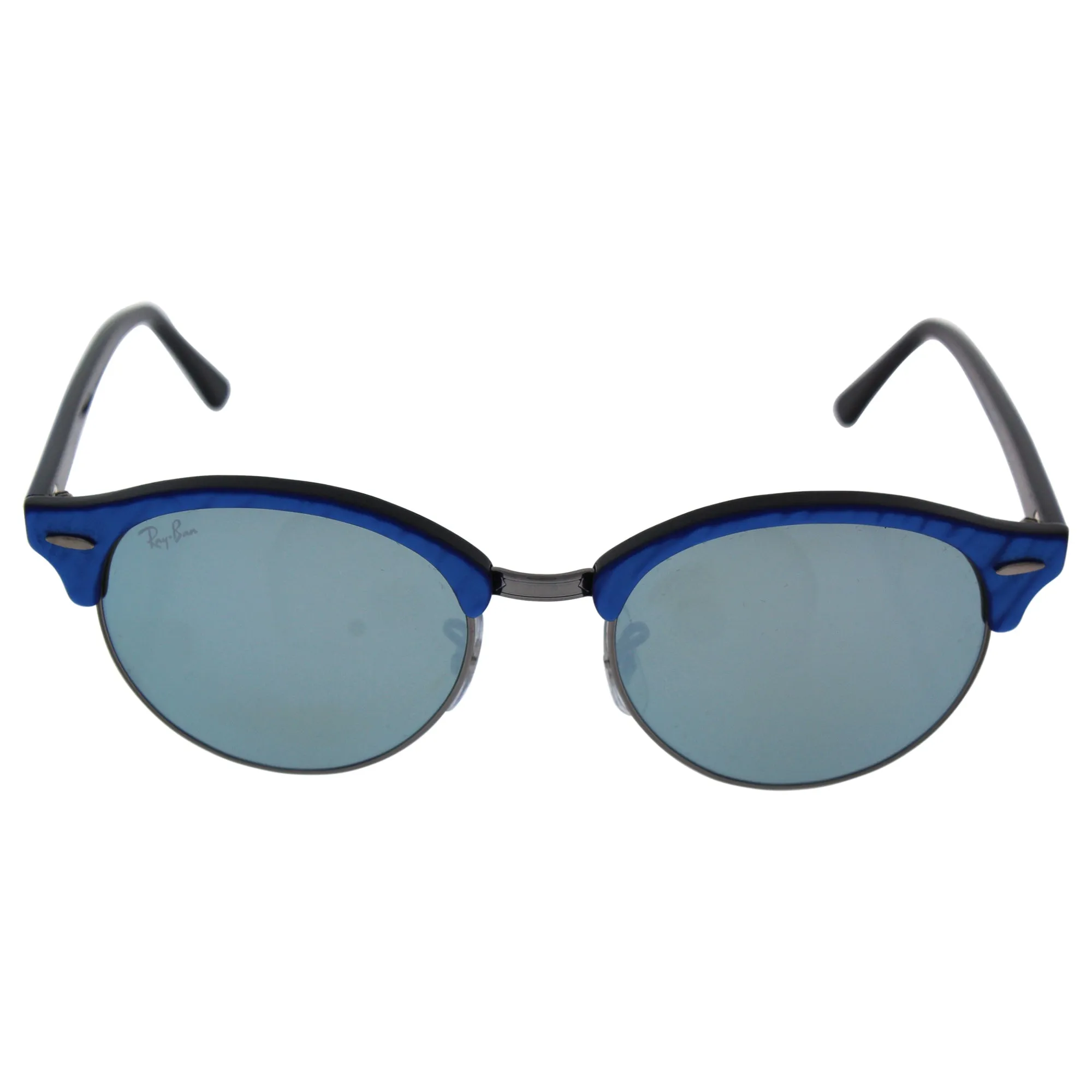Ray-Ban RB4246 Clubround Sunglasses, Blu on Blac/Silver Flash, 51 mm