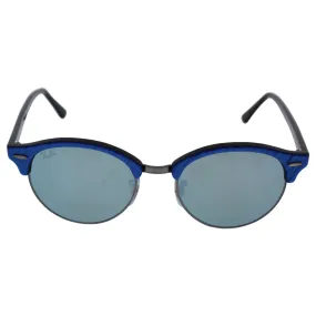 Ray-Ban RB4246 Clubround Sunglasses, Blu on Blac/Silver Flash, 51 mm