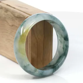 RealJade® Co. Burmese High-end Ice Blue-green Jade Jadeite Bangle Bracelet (58.83mm) ( Collectibles )T073