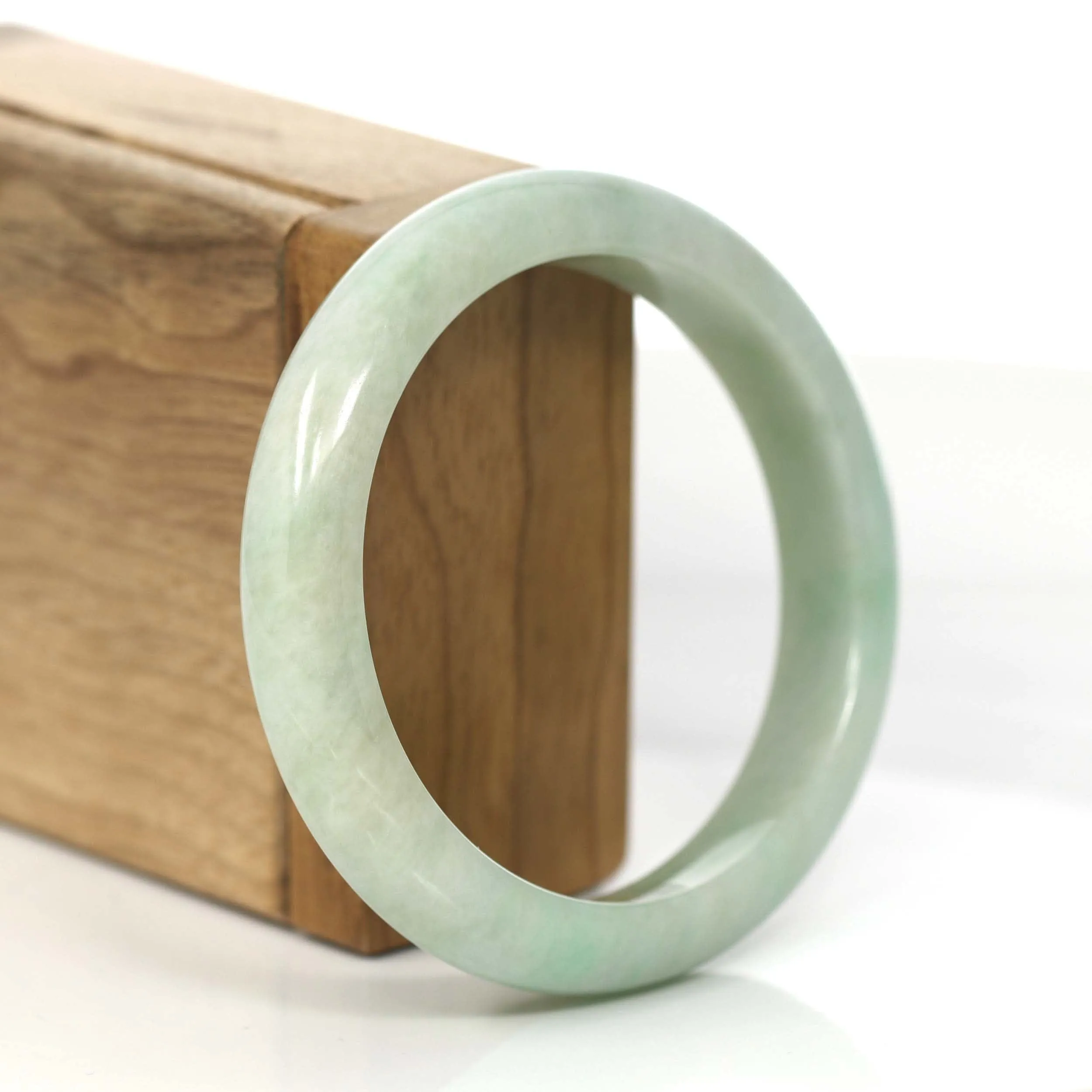 RealJade® Co.  "Classic Bangle" Yellow Green Natural Burmese Jadeite Jade Bangle (57.38mm)#810