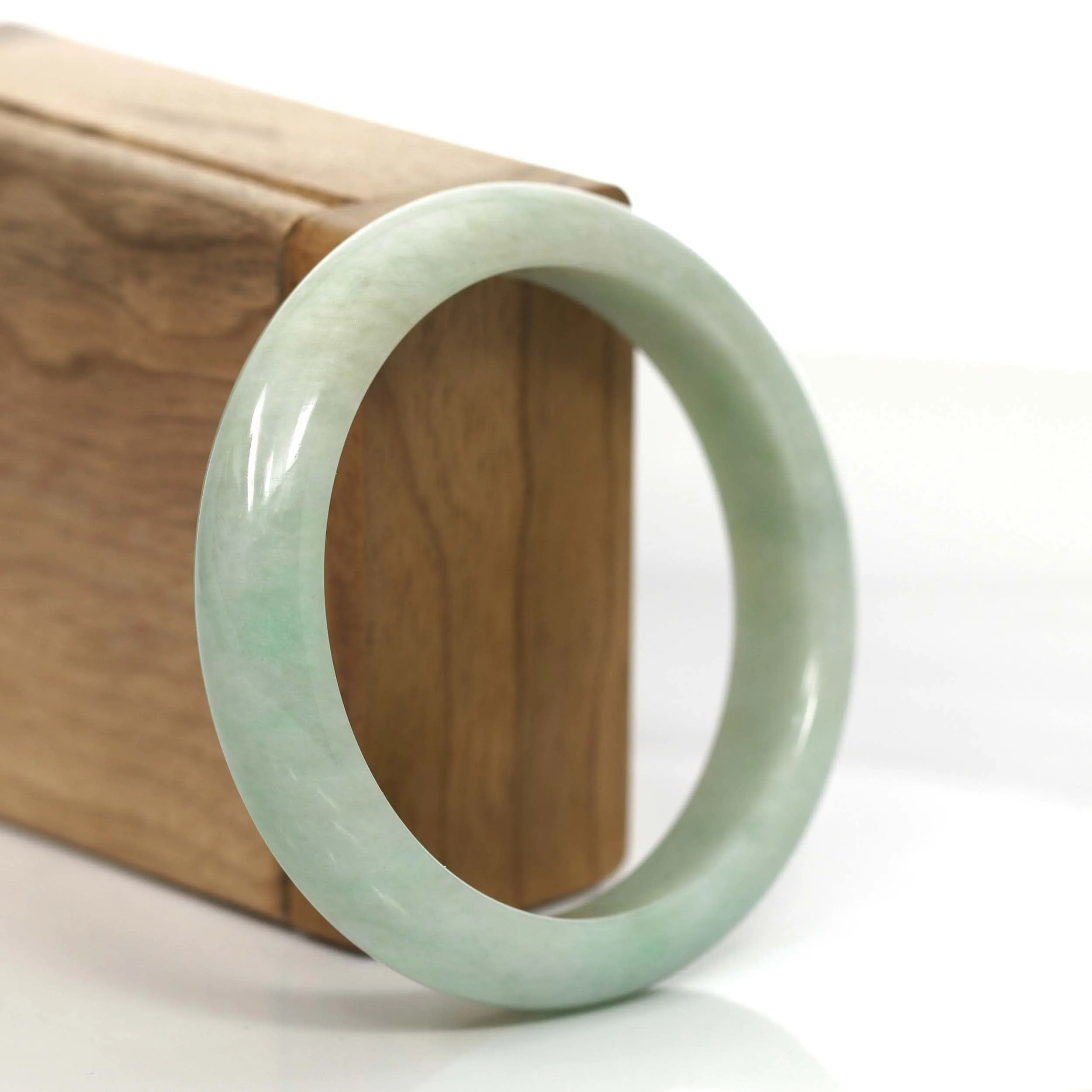 RealJade® Co.  "Classic Bangle" Yellow Green Natural Burmese Jadeite Jade Bangle (57.38mm)#810