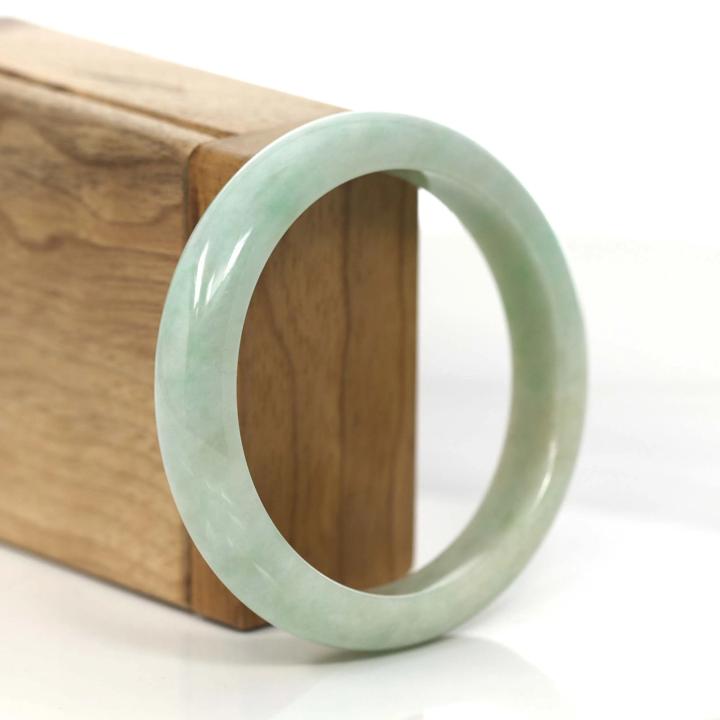 RealJade® Co.  "Classic Bangle" Yellow Green Natural Burmese Jadeite Jade Bangle (57.38mm)#810