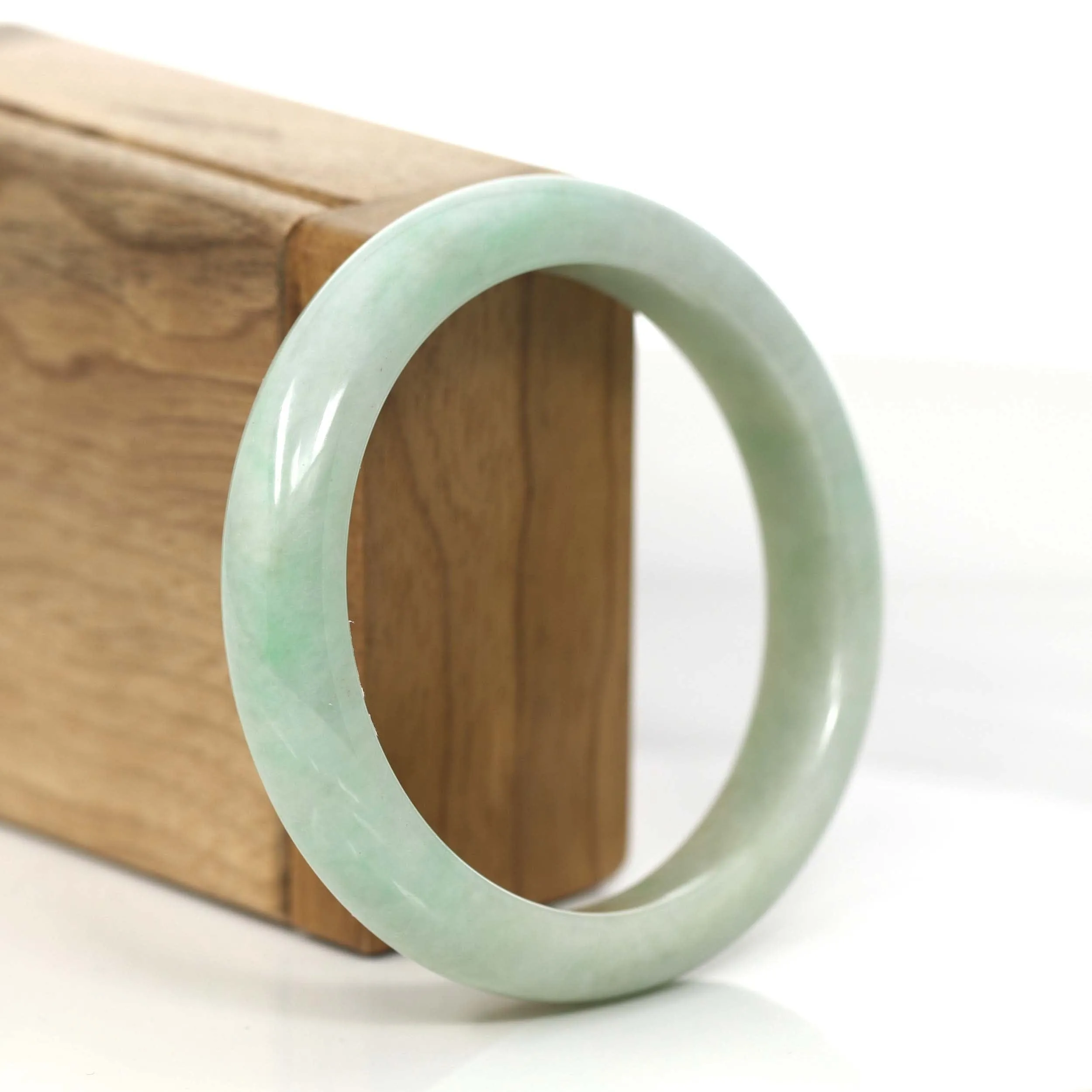 RealJade® Co.  "Classic Bangle" Yellow Green Natural Burmese Jadeite Jade Bangle (57.38mm)#810