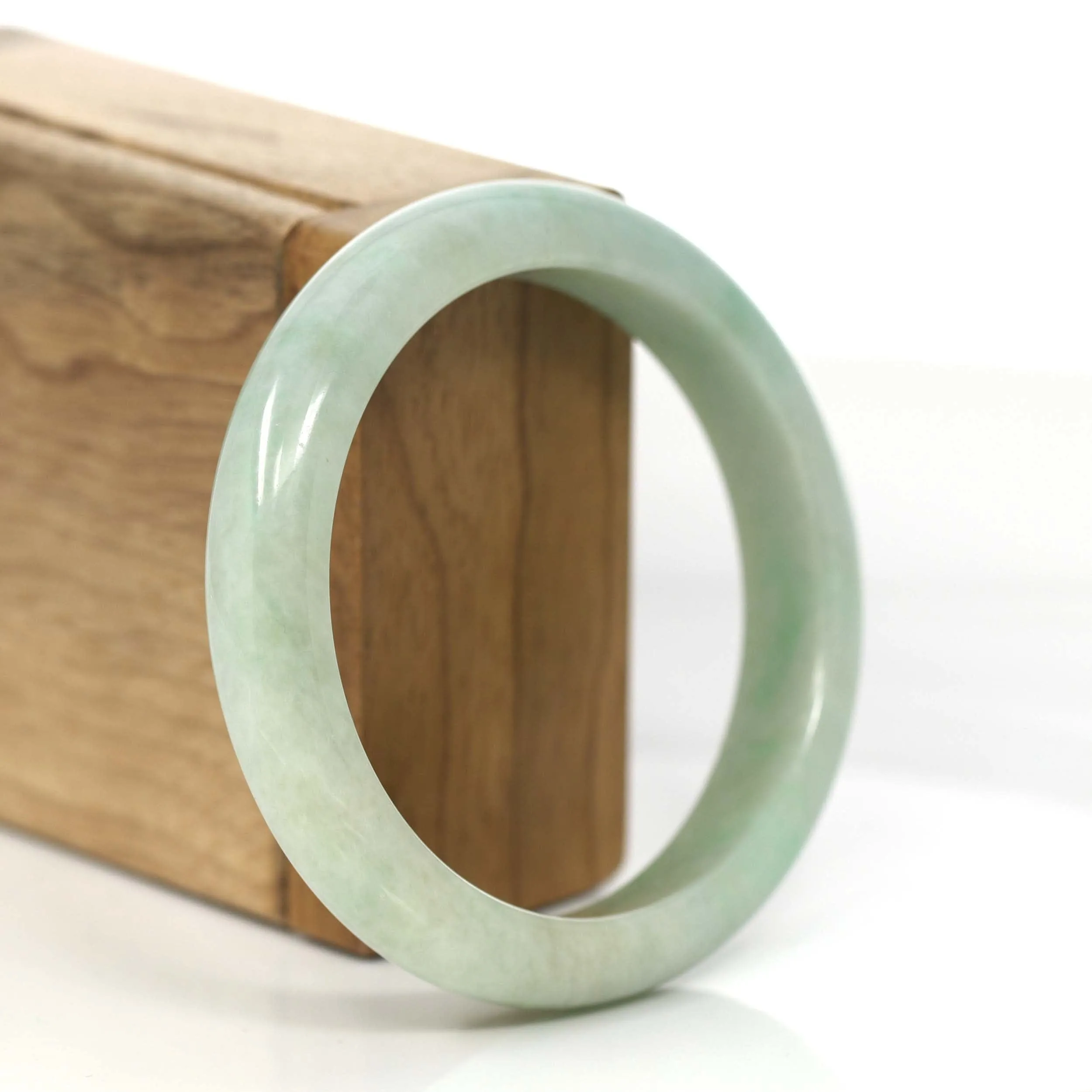 RealJade® Co.  "Classic Bangle" Yellow Green Natural Burmese Jadeite Jade Bangle (57.38mm)#810