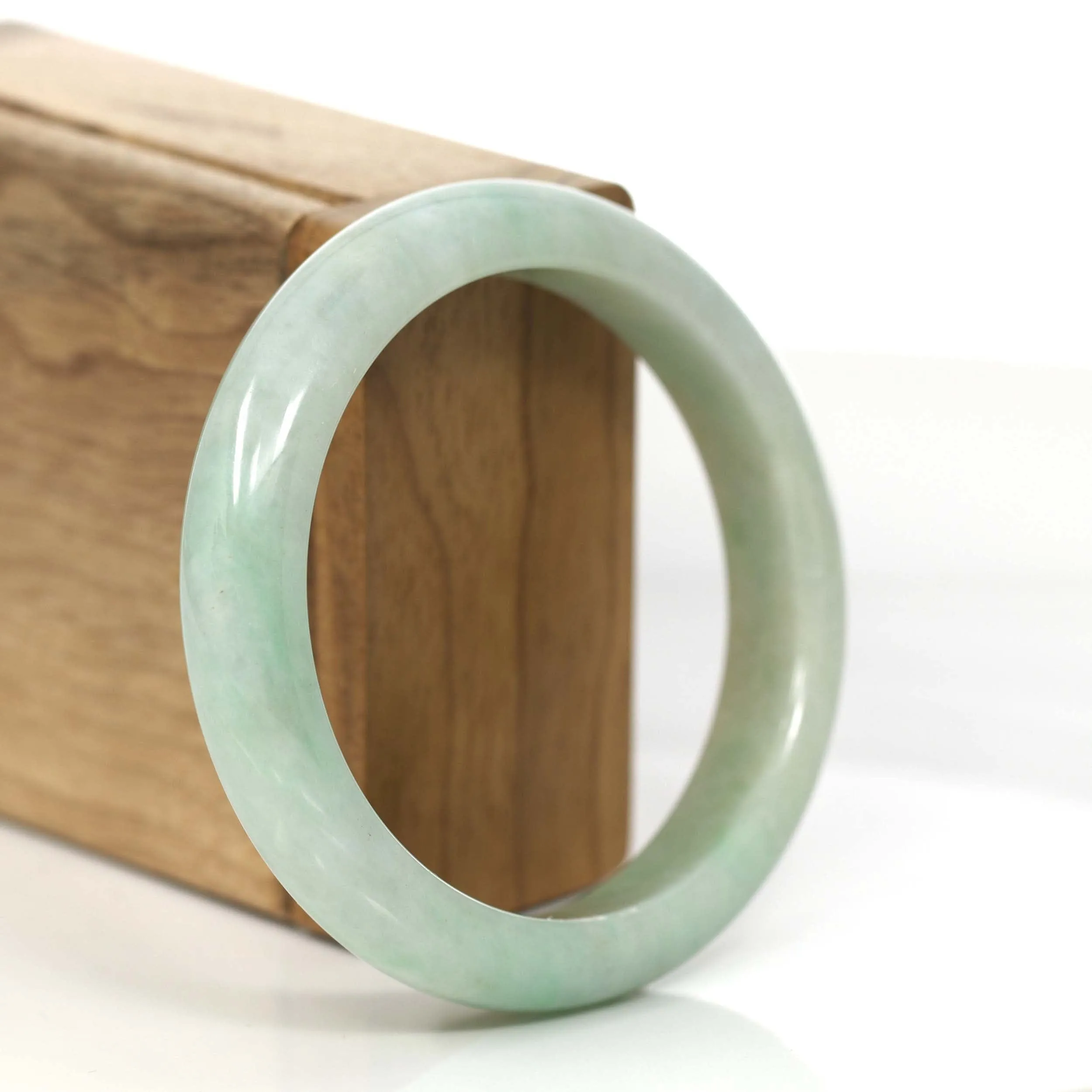 RealJade® Co.  "Classic Bangle" Yellow Green Natural Burmese Jadeite Jade Bangle (57.38mm)#810