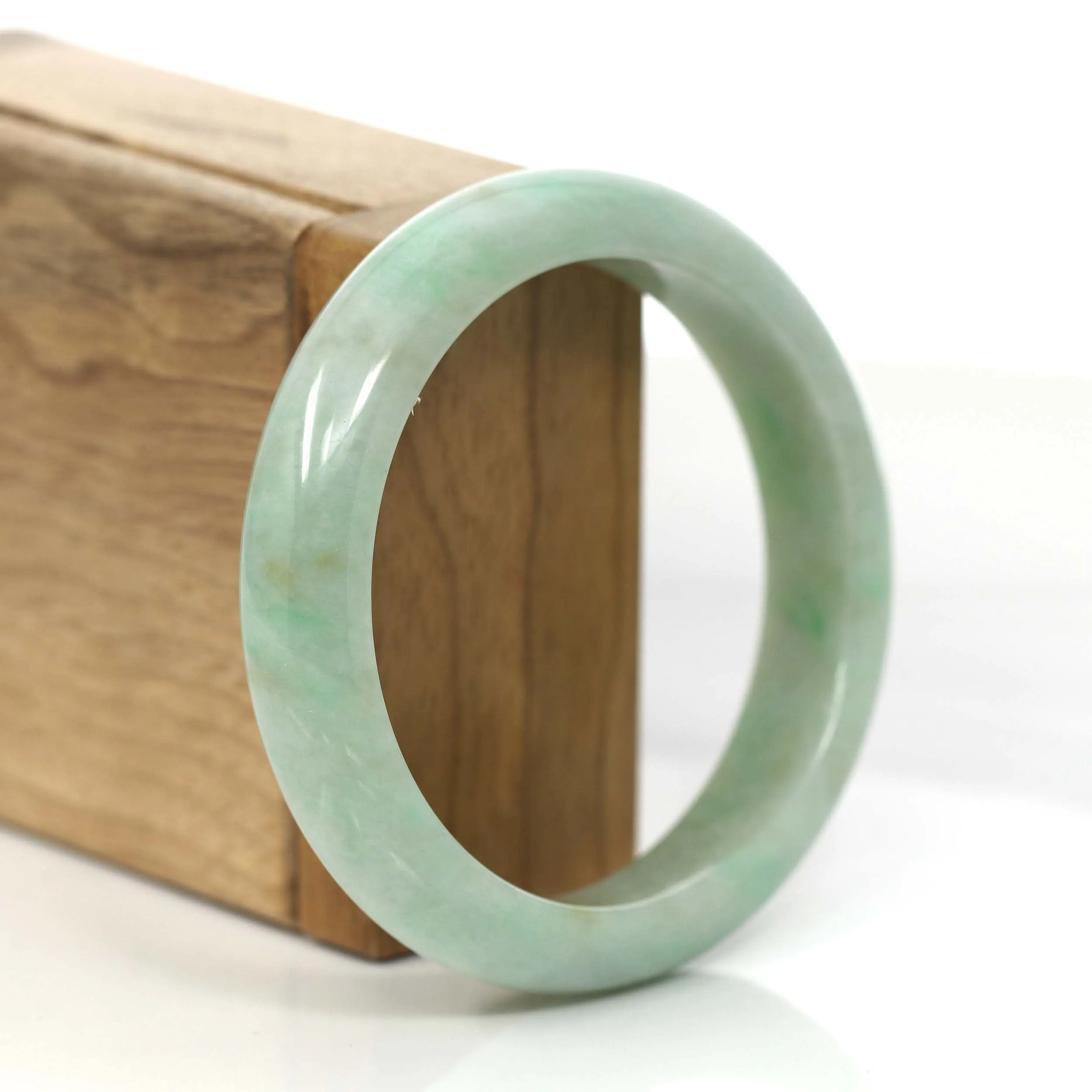 RealJade® Co.  "Classic Bangle" Yellow Green Natural Burmese Jadeite Jade Bangle (57.40mm) #822