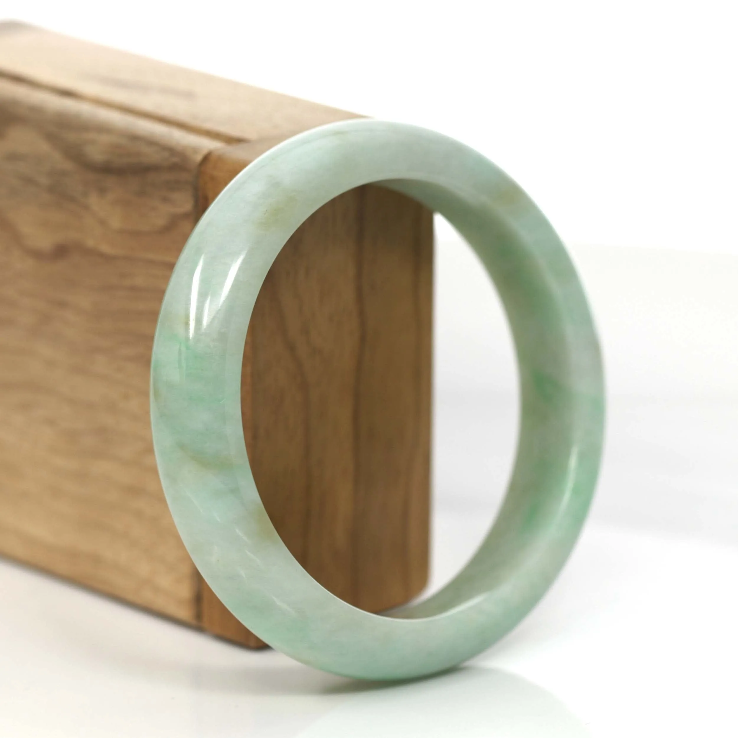 RealJade® Co.  "Classic Bangle" Yellow Green Natural Burmese Jadeite Jade Bangle (57.40mm) #822