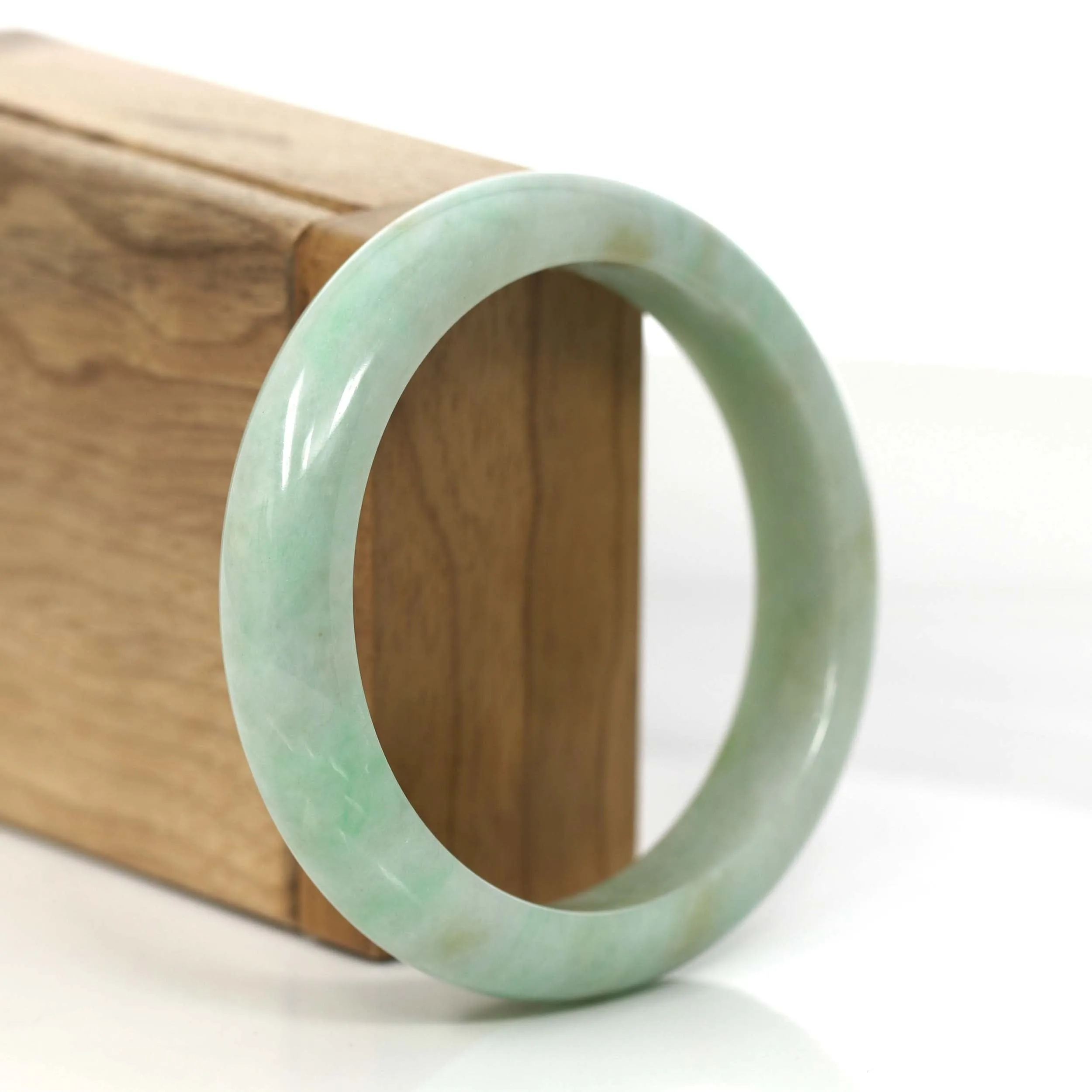 RealJade® Co.  "Classic Bangle" Yellow Green Natural Burmese Jadeite Jade Bangle (57.40mm) #822