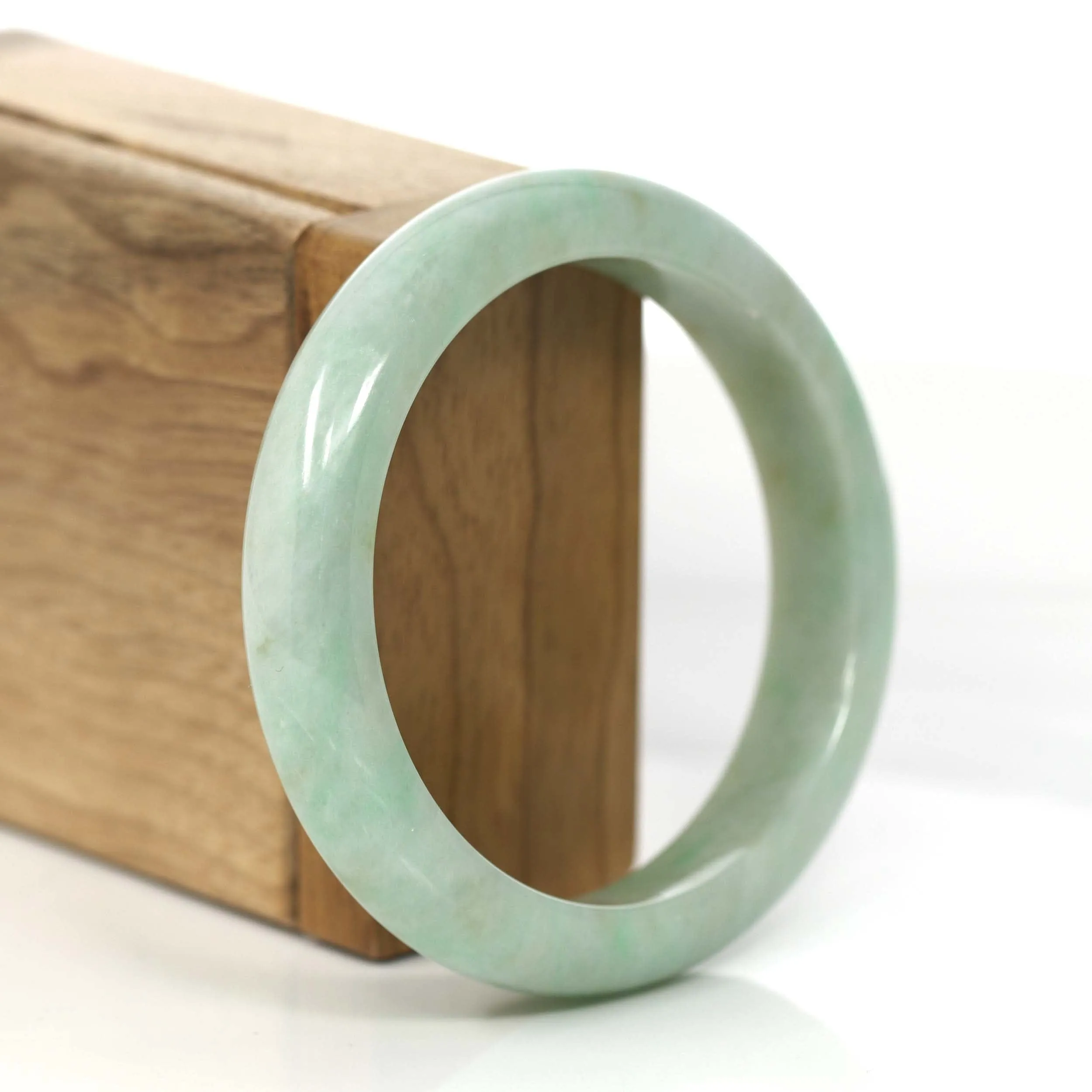 RealJade® Co.  "Classic Bangle" Yellow Green Natural Burmese Jadeite Jade Bangle (57.40mm) #822