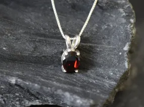 Red Garnet Pendant - Red Oval Necklace - Solitaire Garnet Necklace