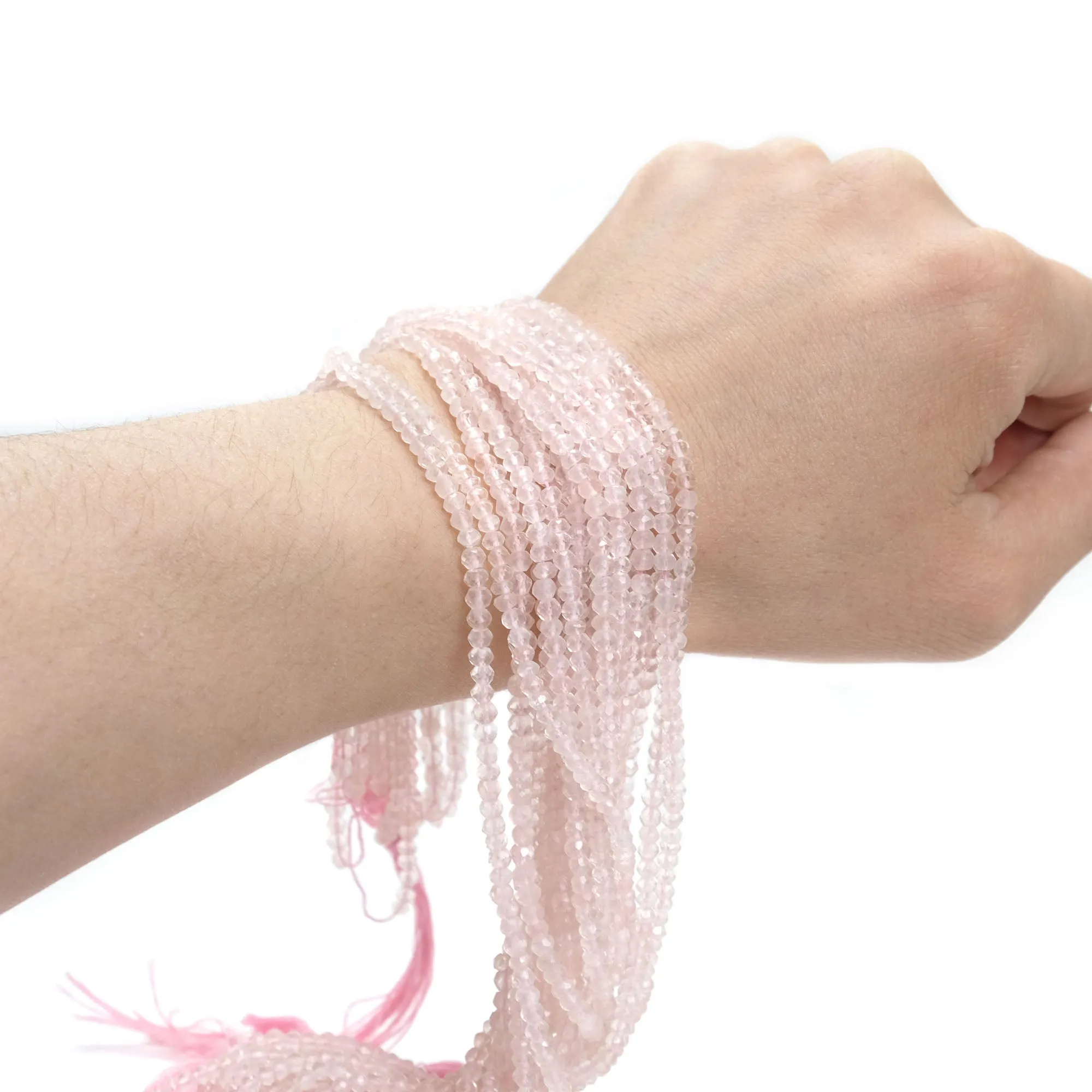 Rose Quartz 4mm Faceted Rondelles