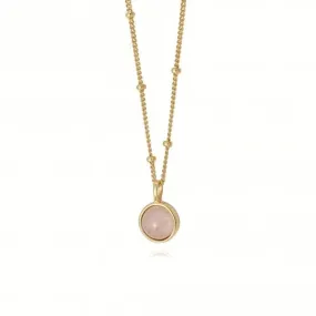Rose Quartz Healing Stone 18ct Gold Plate Necklace HN1005_GP