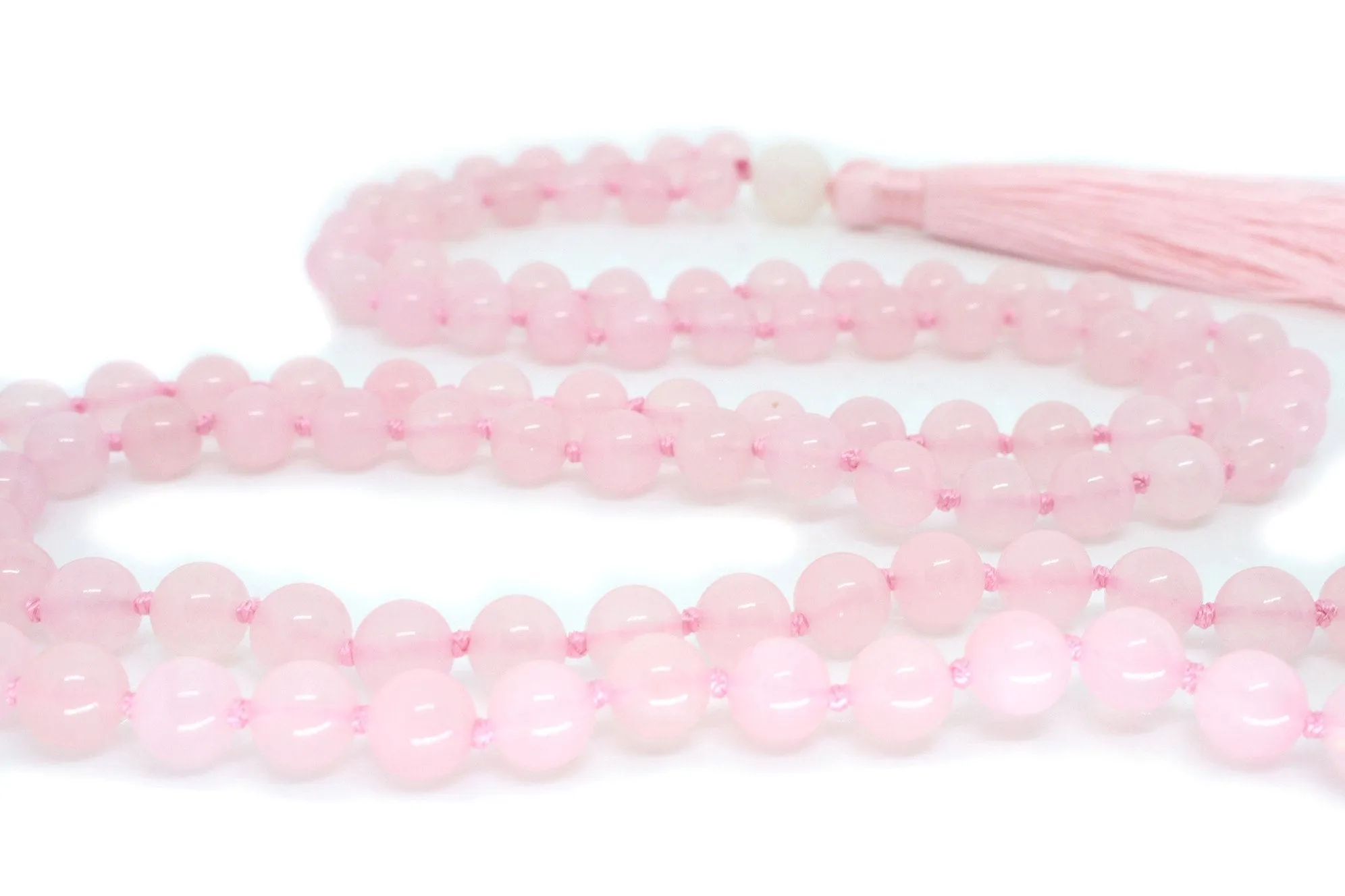 Rose Quartz Mala Beads Necklace - "I am Enough"